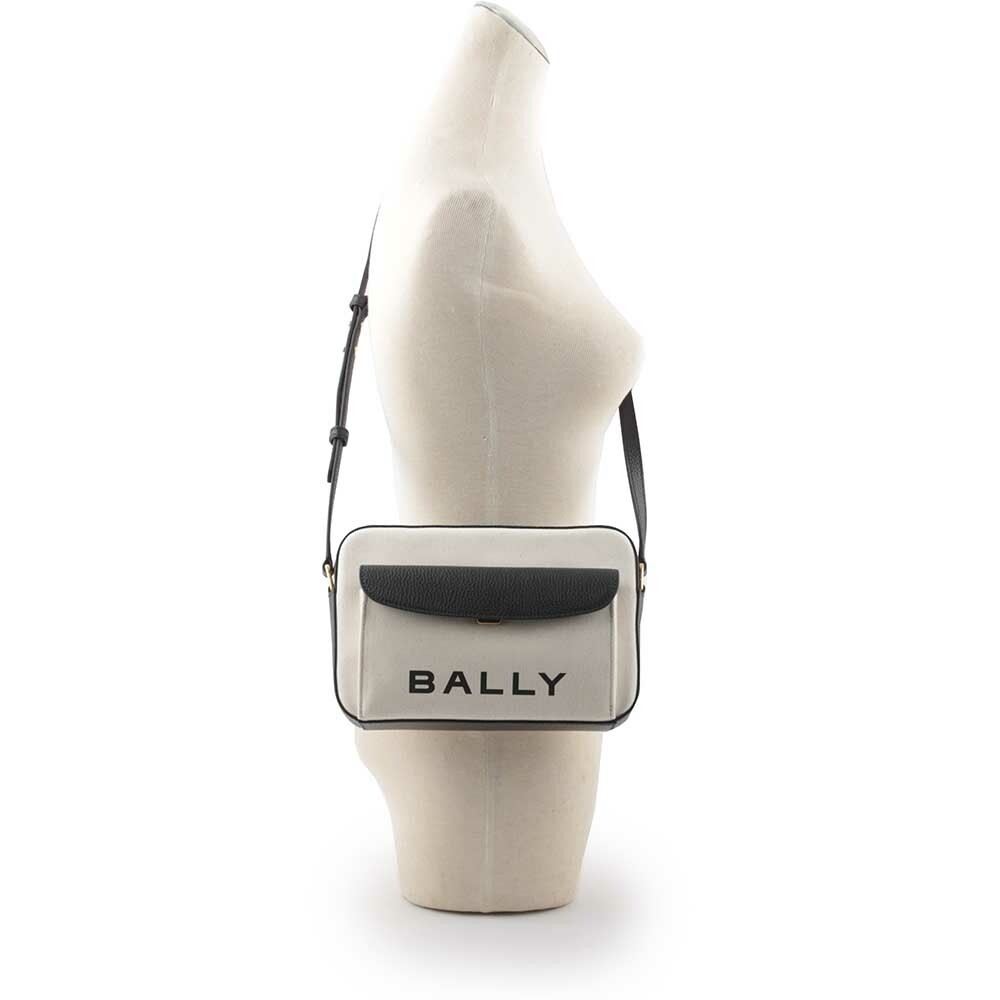 【BALLY】Bar Daniel 帆布及皮革口袋斜背包(自然色/黑色) 6304578