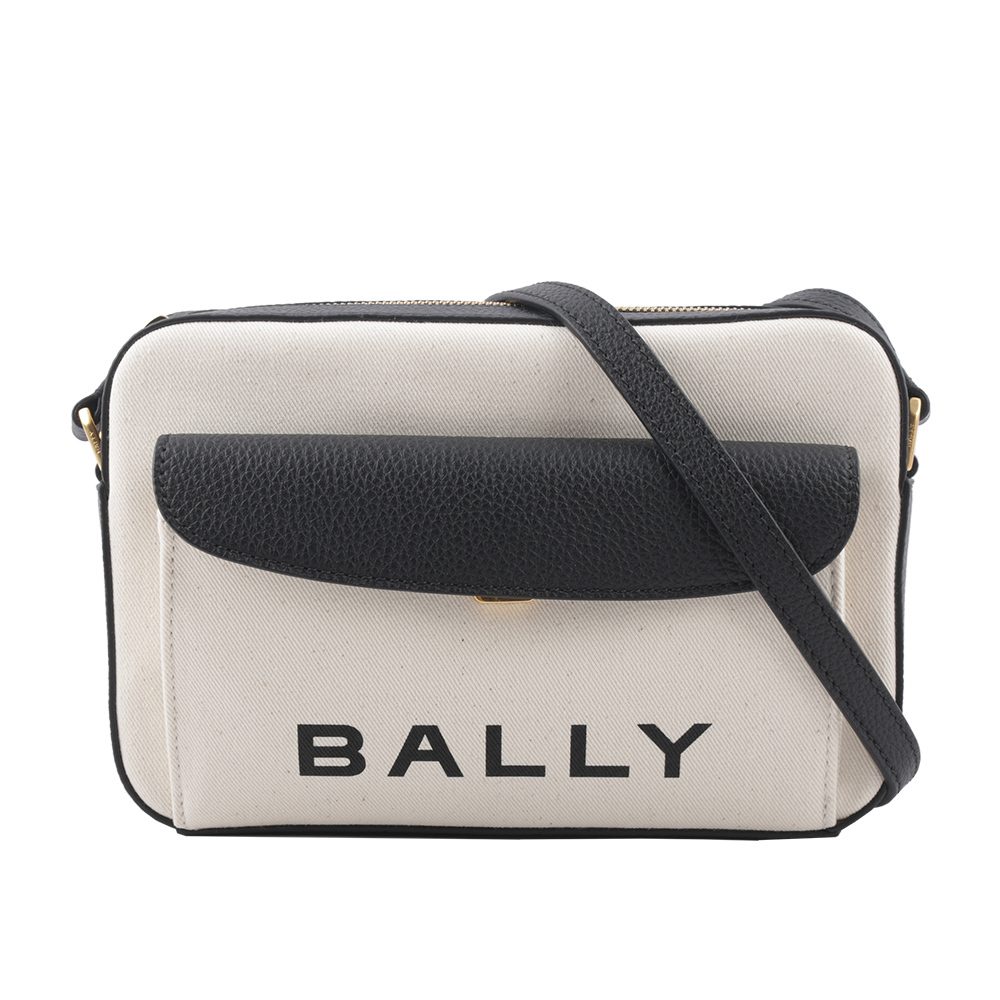 【BALLY】Bar Daniel 帆布及皮革口袋斜背包(自然色/黑色) 6304578