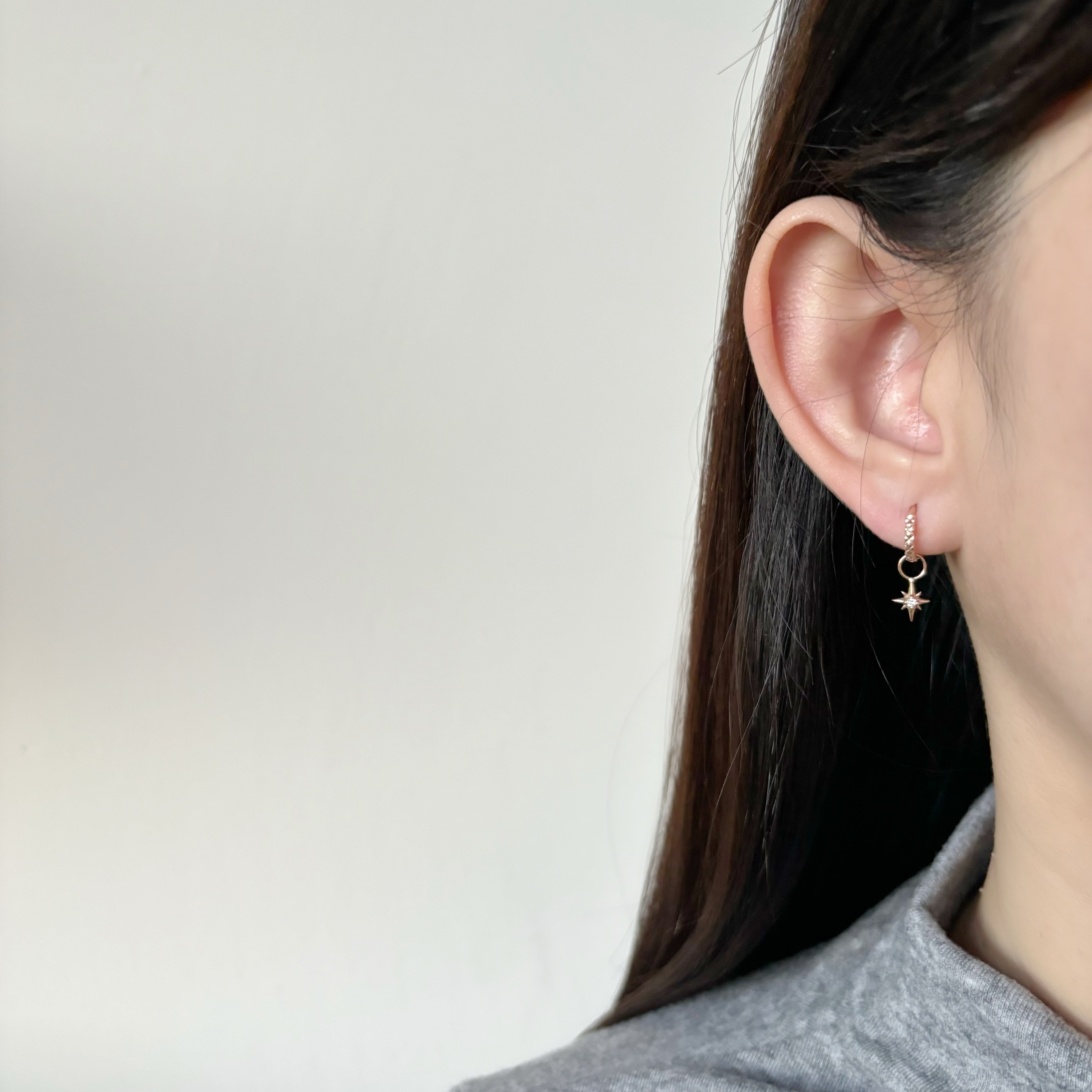 14k小星芒真鑽耳墜