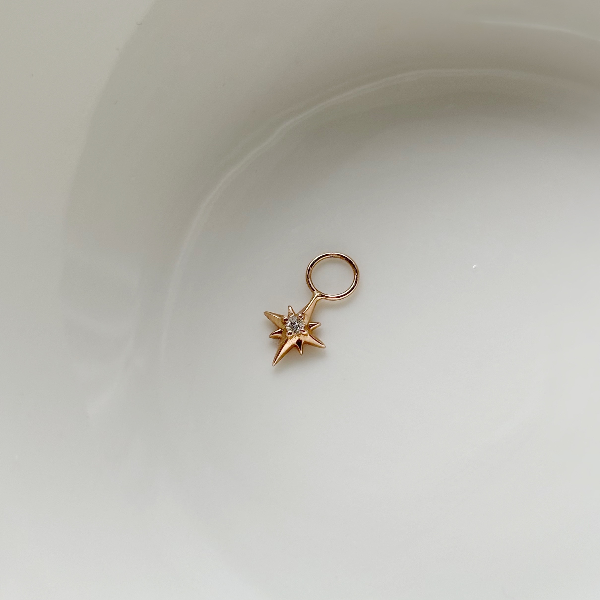 14k小星芒真鑽耳墜