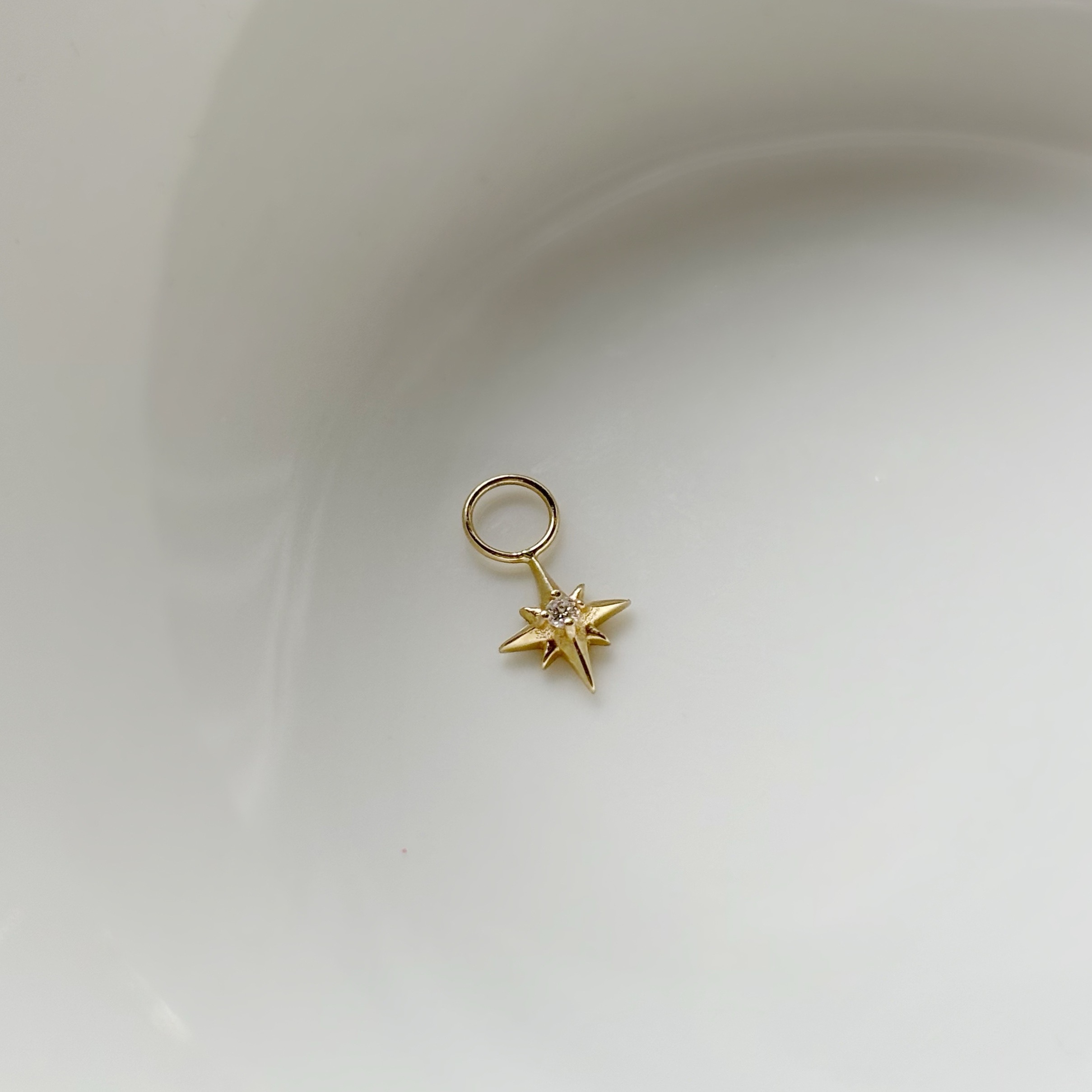 14k小星芒真鑽耳墜