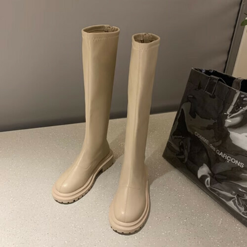 Spring and autumn thick-soled skinny tall boots