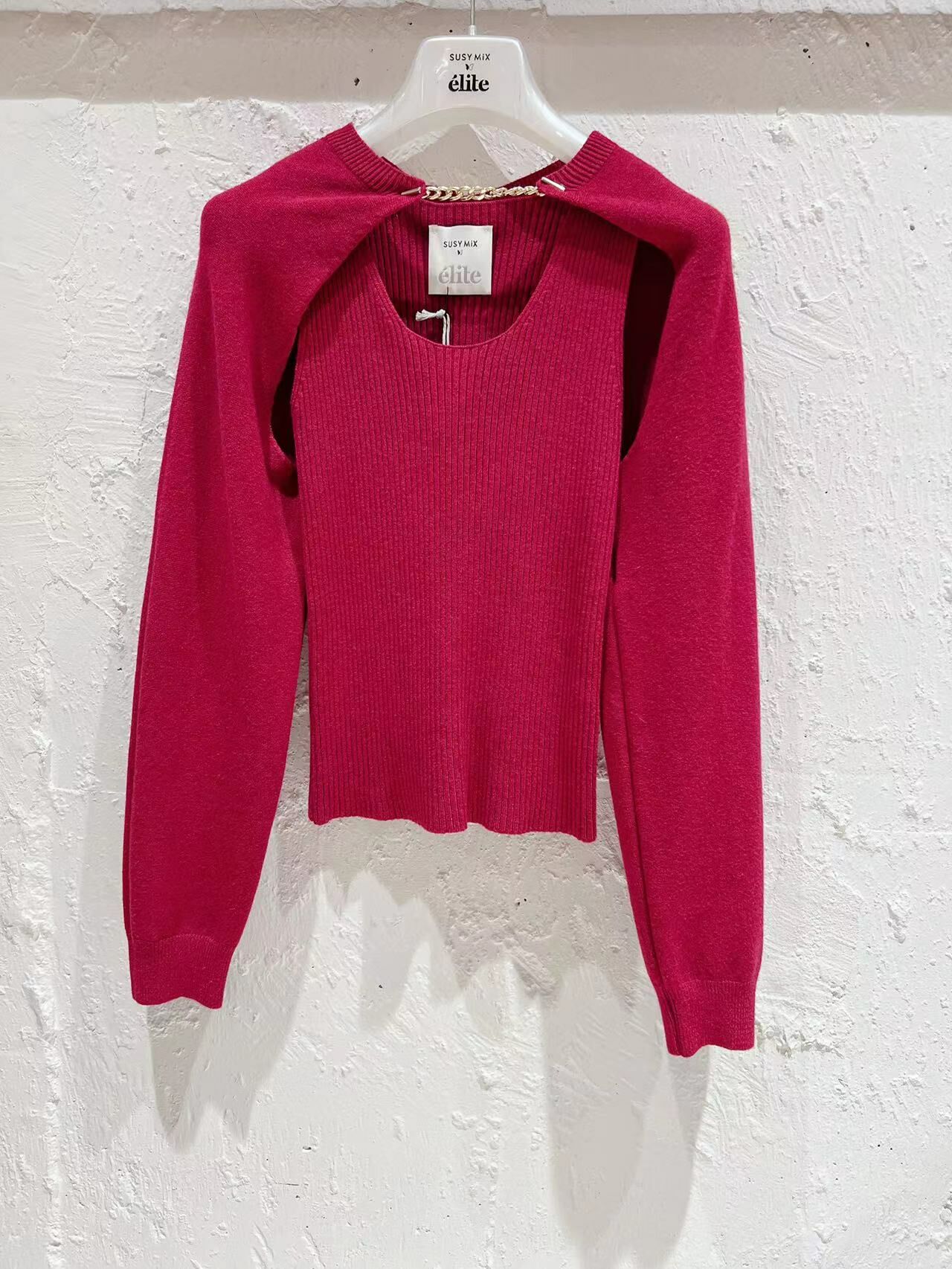 Susy Mix 红色兩件套扣子上衣 -T