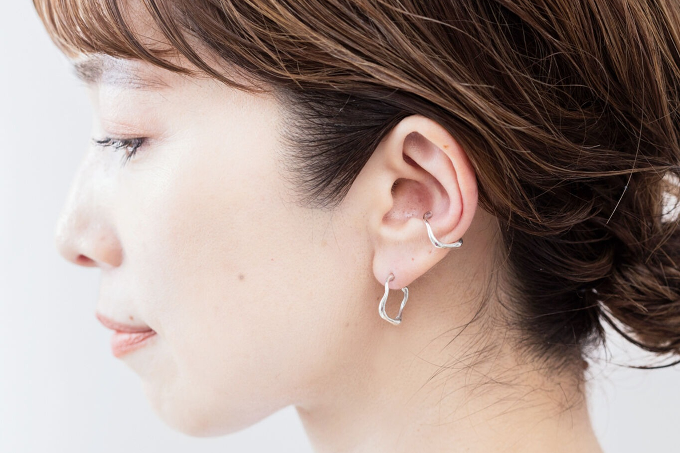 Pisceans - 微方波浪圈針式耳環 SV