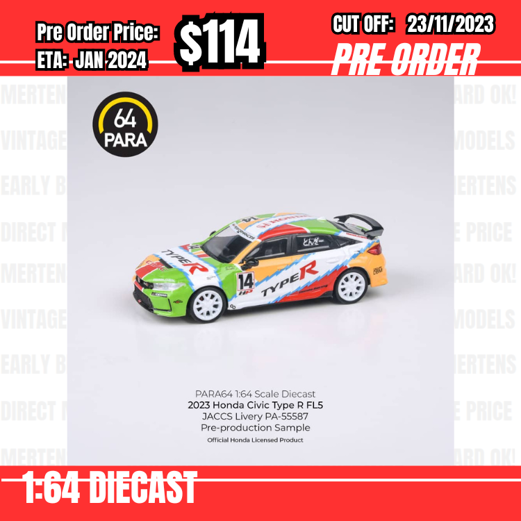 PO-$114 * Para64 * 1:64 Honda Civic Type R FL5 JACCS Livery RHD [OD22/11]