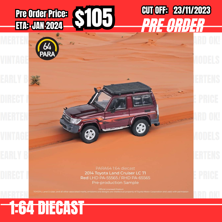 PO-$105 * Para64 * 1:64 Toyota Land Cruiser LC71 Red RHD [OD22/11]