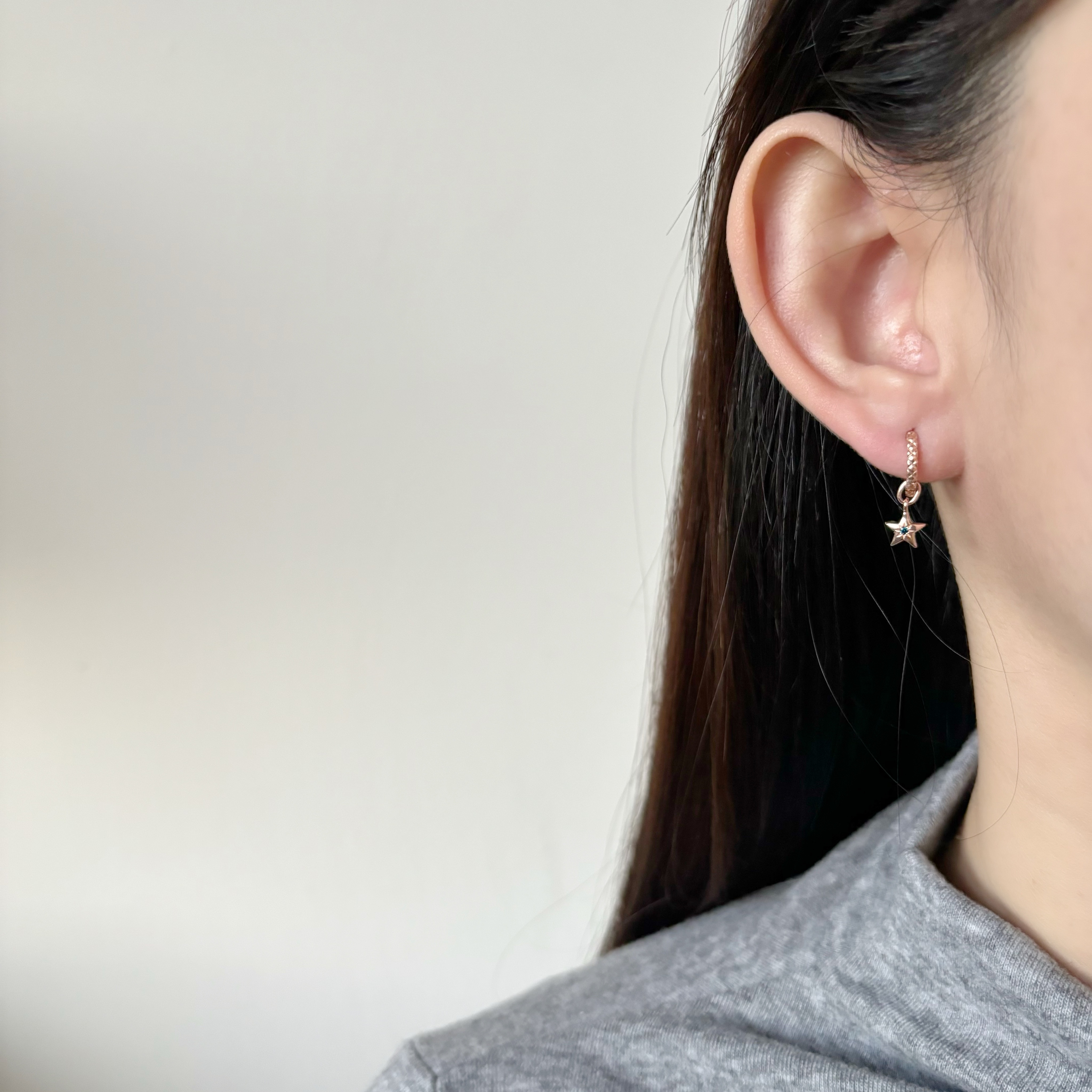 14k胖胖星藍鑽石耳墜