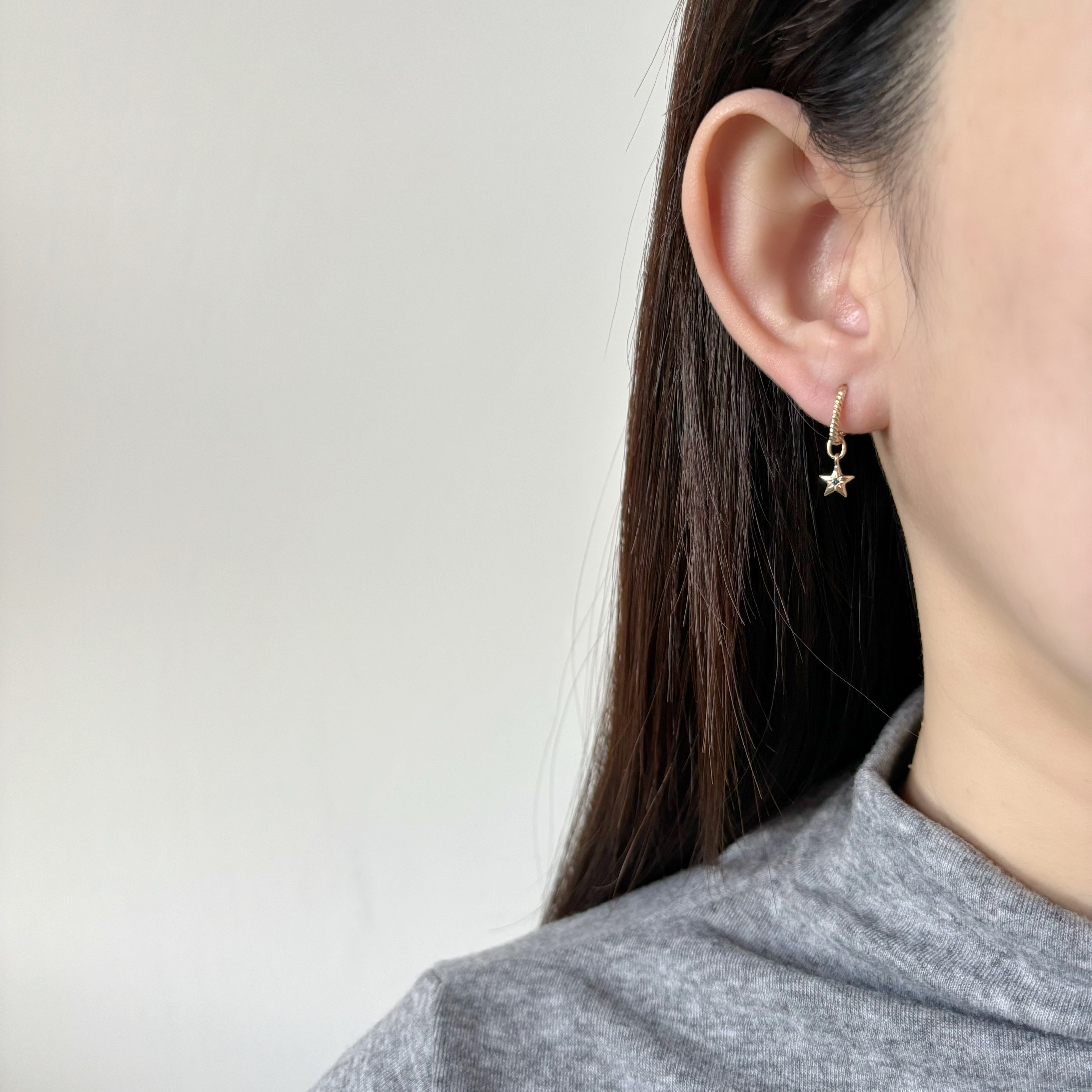 14k胖胖星藍鑽石耳墜