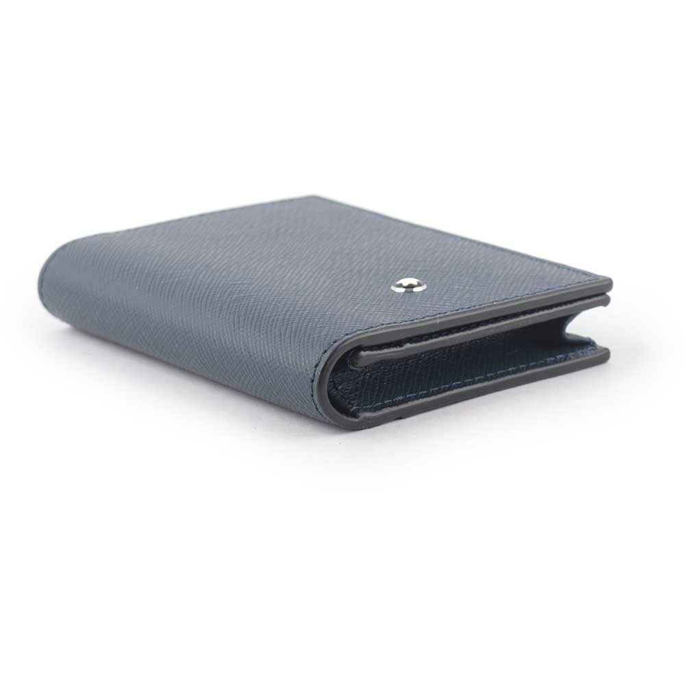 【MONTBLANC 萬寶龍】匠心系列防刮牛皮4卡對開卡片夾/名片夾(墨藍色) 131723