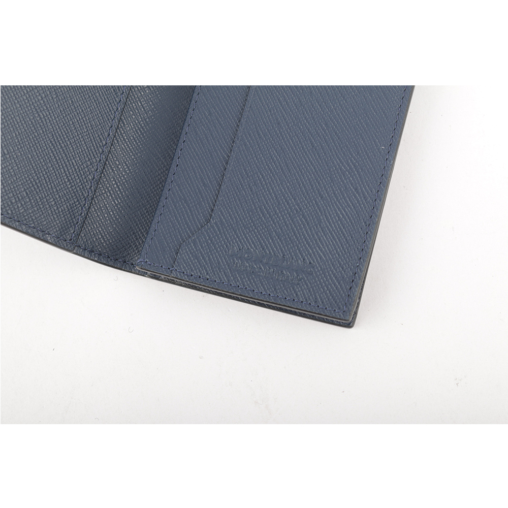 【MONTBLANC 萬寶龍】匠心系列防刮牛皮4卡對開卡片夾/名片夾(墨藍色) 131723