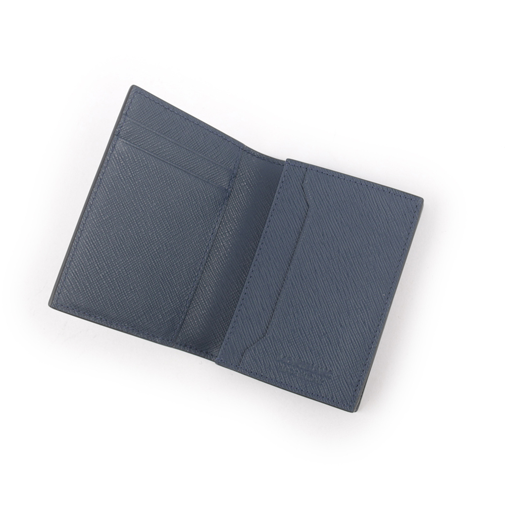 【MONTBLANC 萬寶龍】匠心系列防刮牛皮4卡對開卡片夾/名片夾(墨藍色) 131723