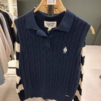 [S] WHO.A.U STEVE SLEEVELESS COLLAR CABLE SWEATER,NAVY, WHKVD2611F-NAVY (SWAU217)