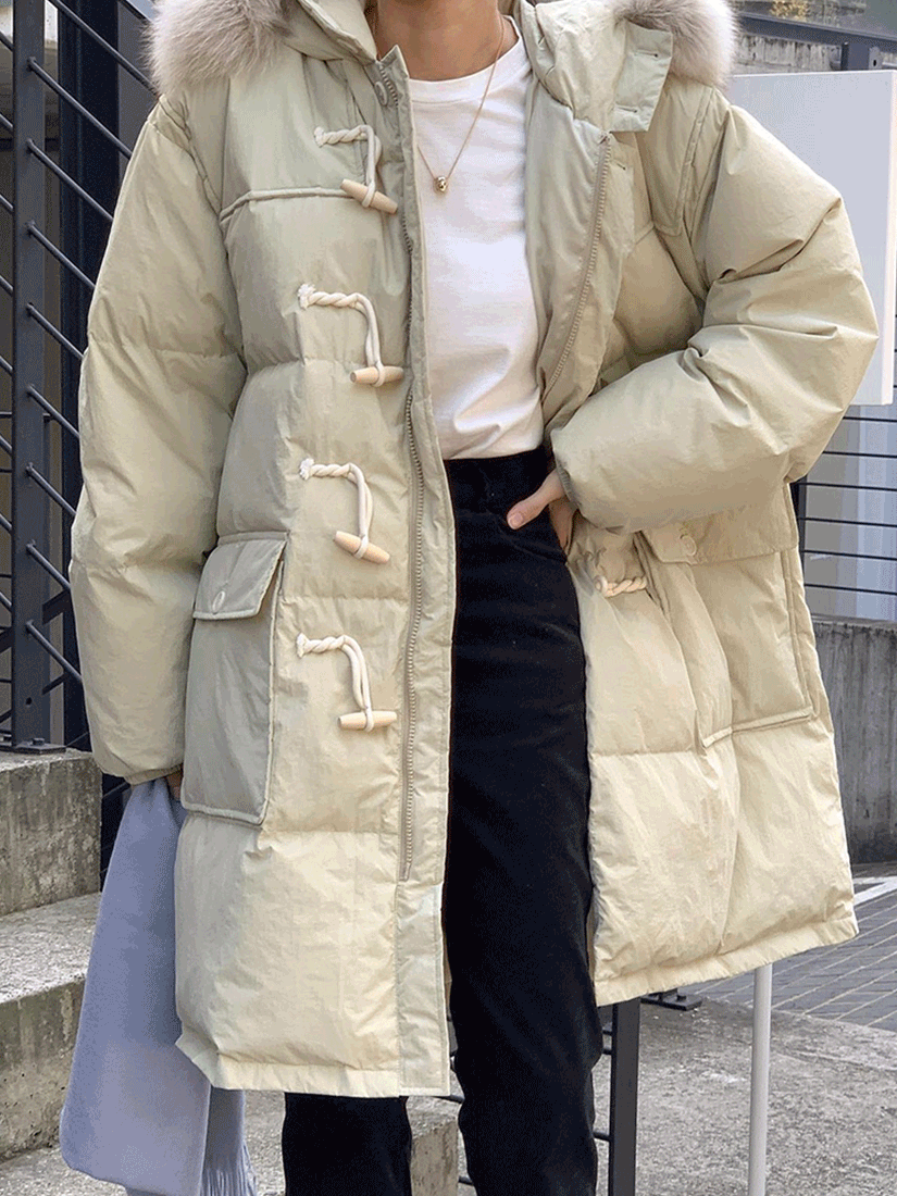 [現貨] 年糕釦羽絨外套 [ 2色 / Free ]