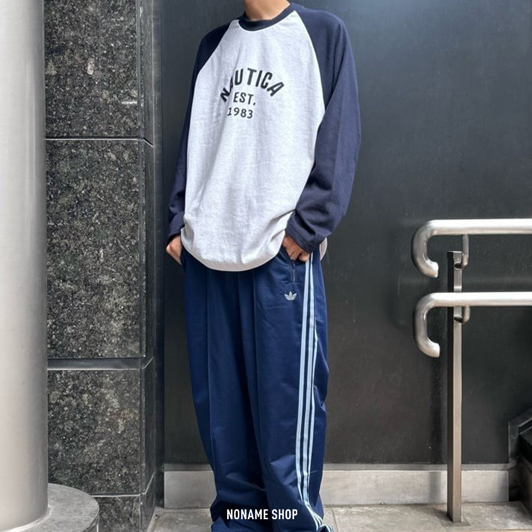 NAUTICA FELT PATCH ARCH LOGO RAGLAN 小LOGO 拼接 薄長袖 四色 (男款)