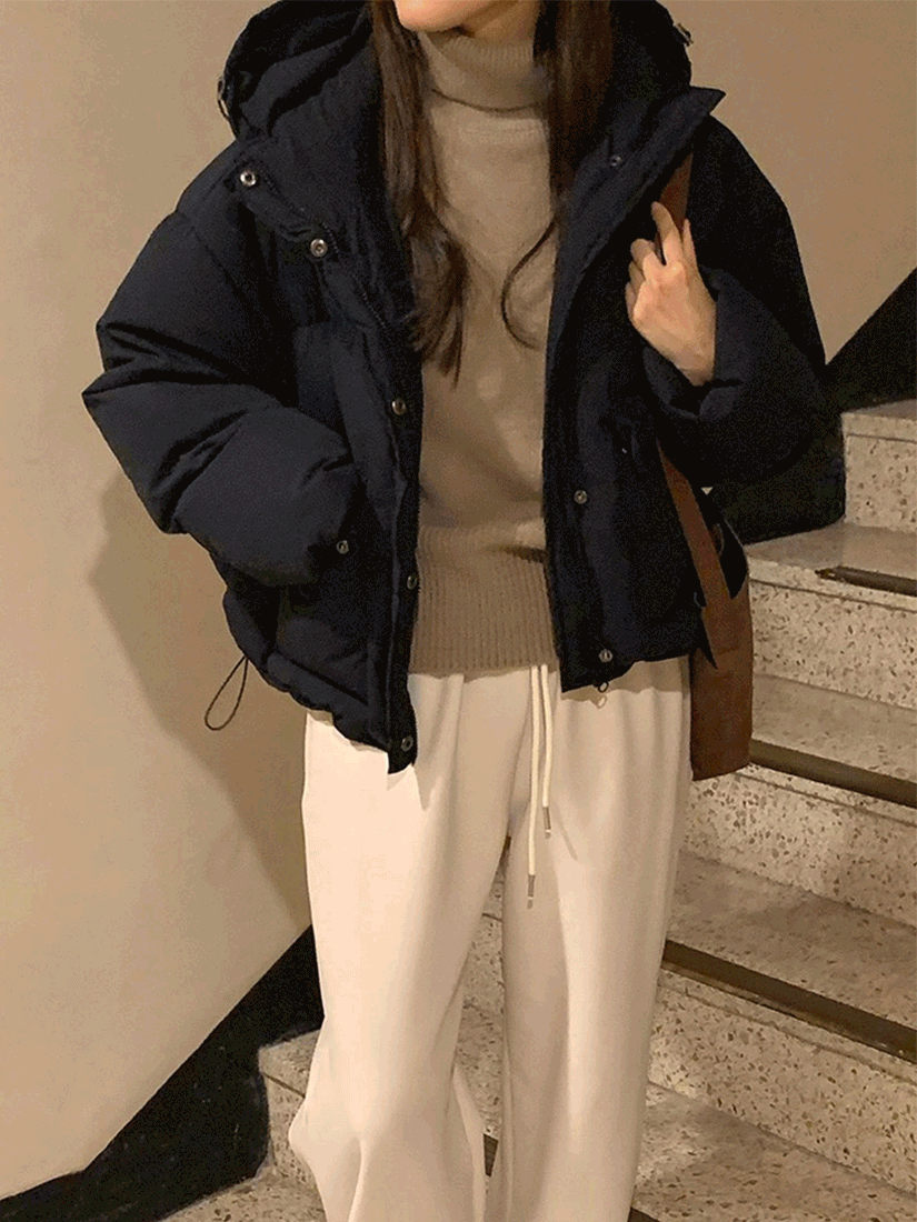 [現貨] 短版Puffy暖暖羽絨外套 [ 藍色 / Free ]