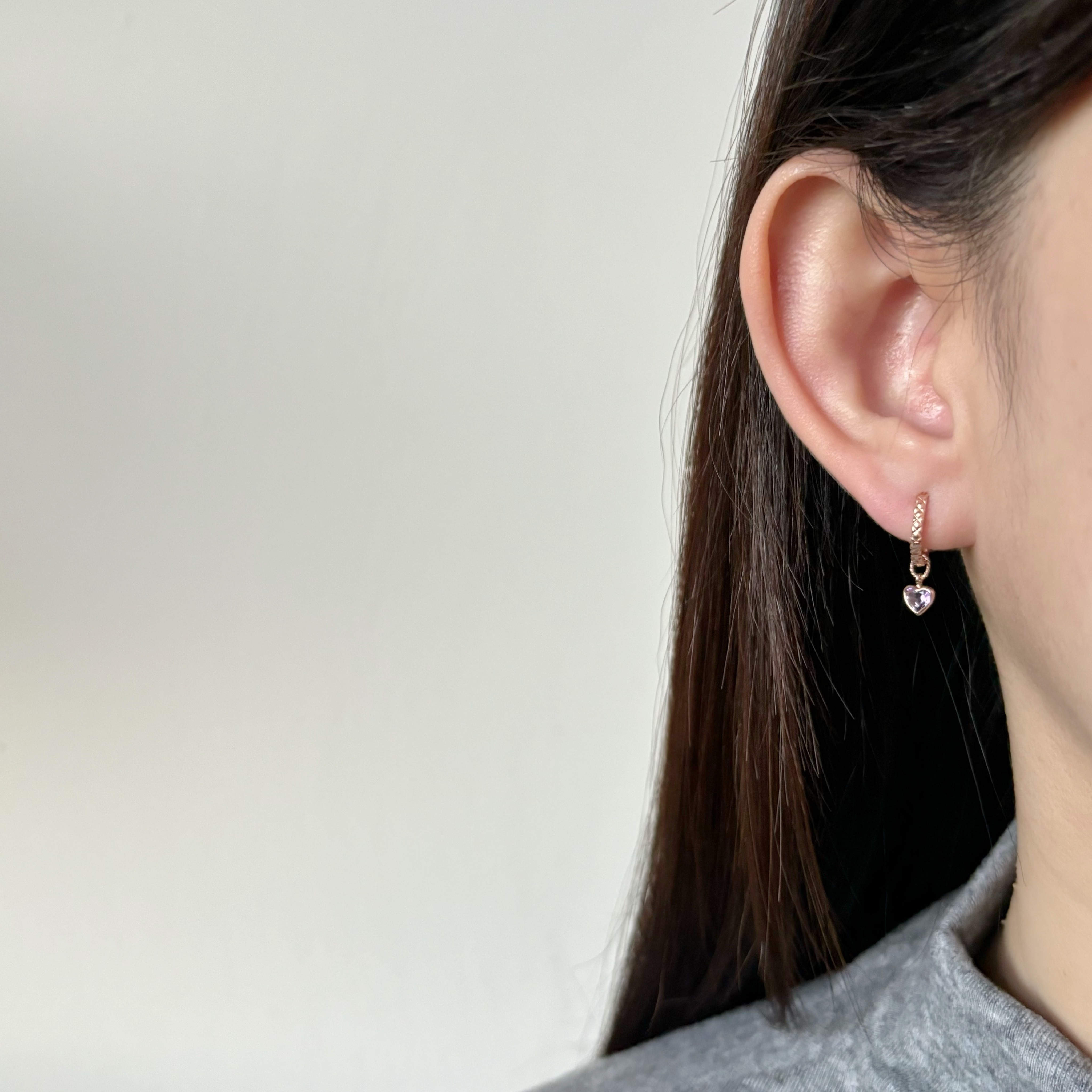 14k鑽面愛心紫水晶耳墜