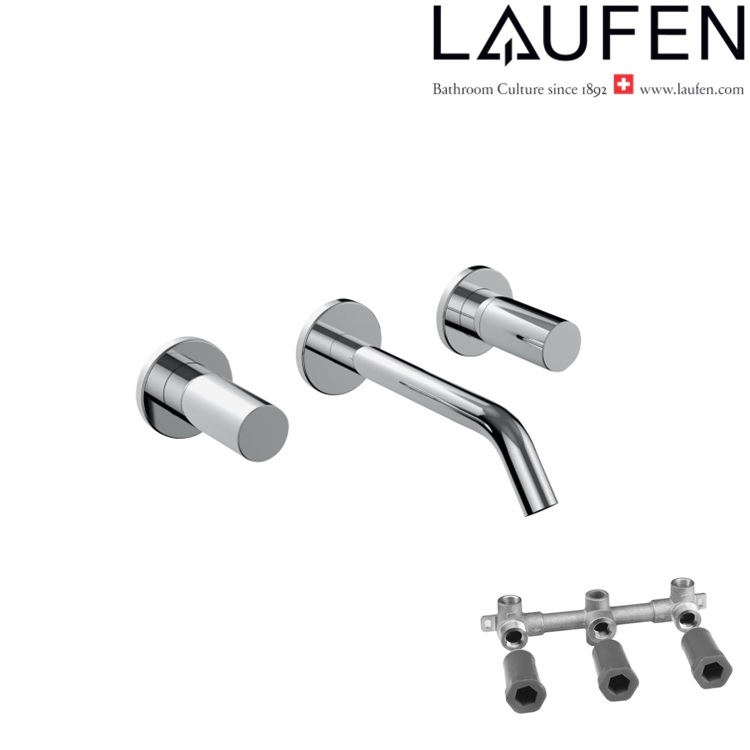 Laufen "Kartell by LAUFEN" 3.1233.6.004.120.1 + HF1020800000000 Twin handled concealed basin mixer, fixed spout, projection 175mm