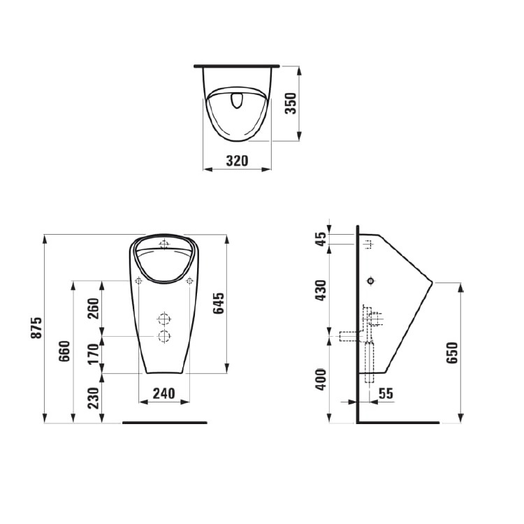 Laufen "Caprino" 8.4106.1.000.000.1 Siphonic Rimless Urinal