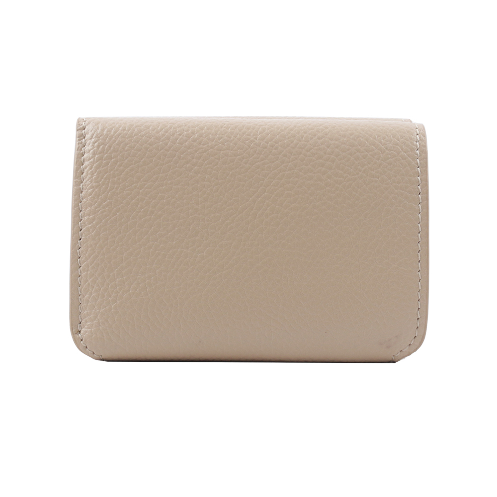 【BALENCIAGA】經典Logo牛皮壓釦三折短夾(Mini)(暖米色) 593813 1IZI3 2761