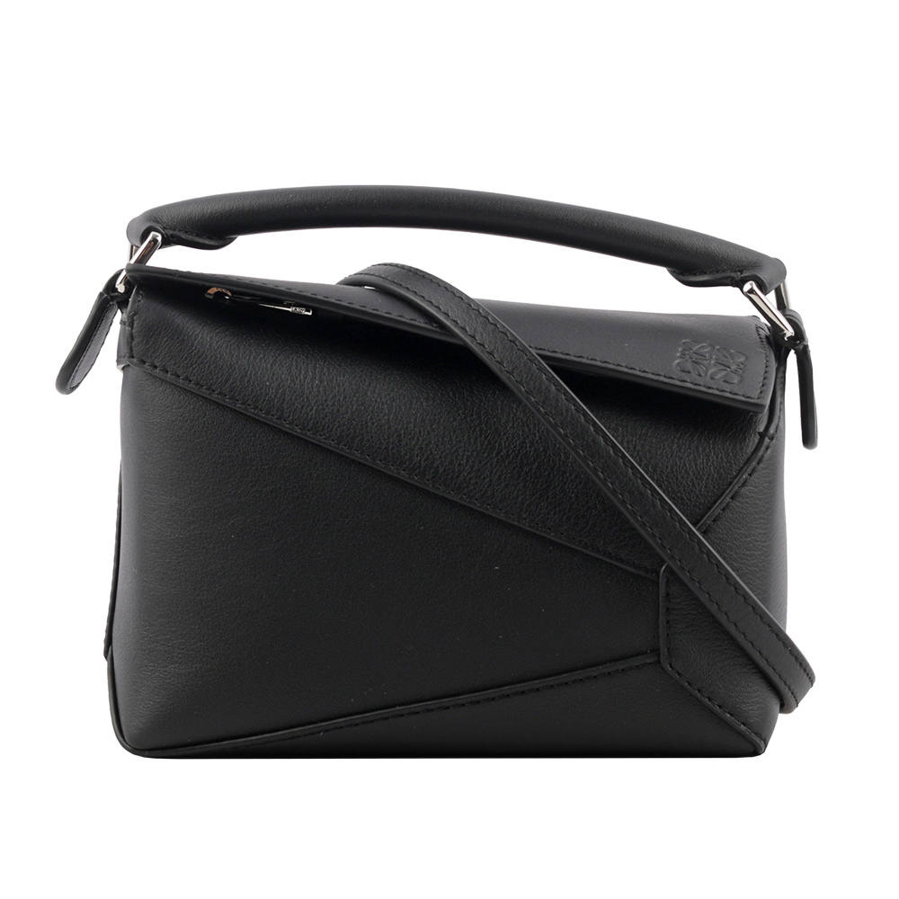 【LOEWE】Puzzle 拼圖經典小牛皮手提/斜背兩用包(迷你)(黑色) A510P88X26 1100