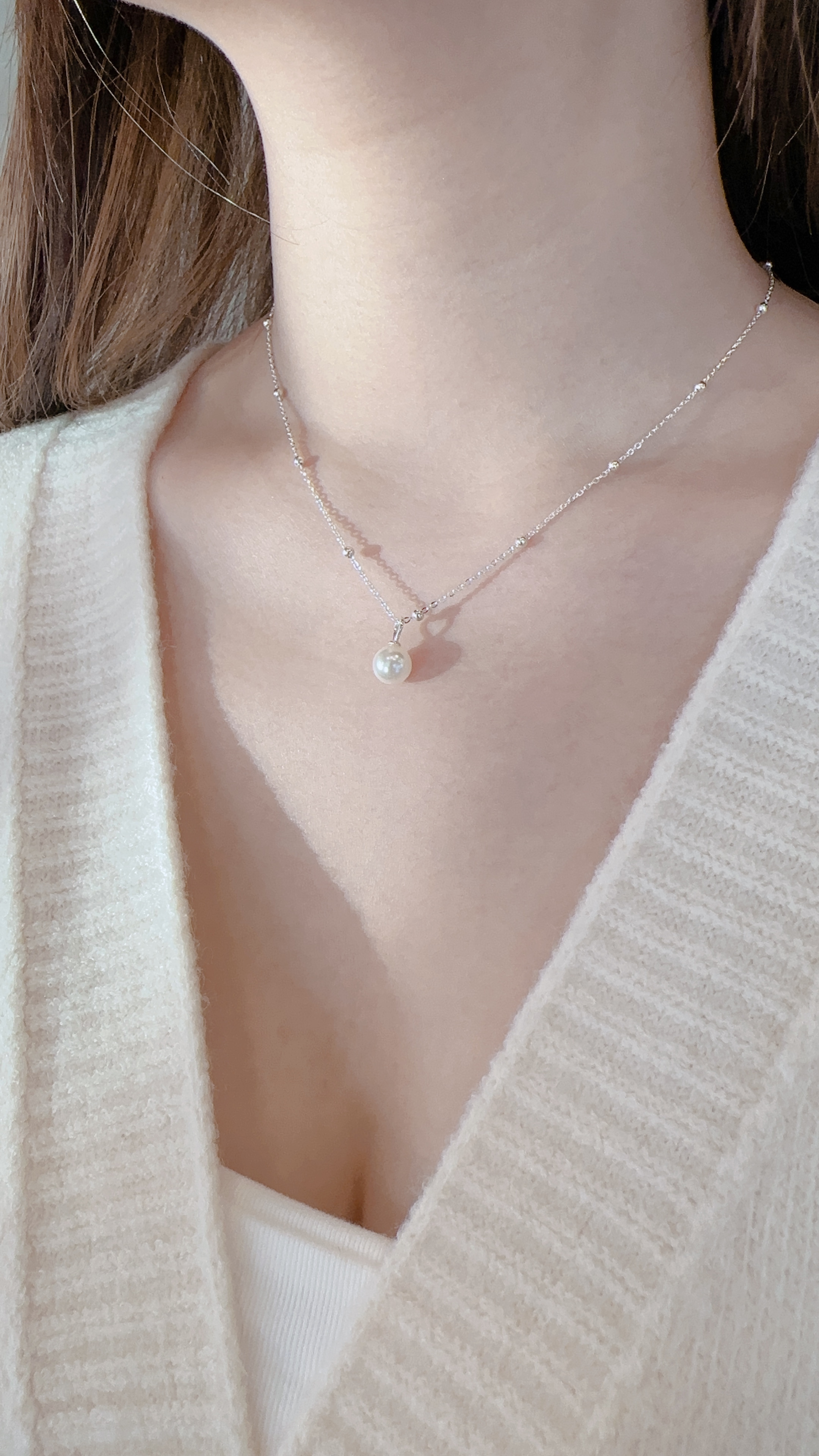 M39期盼．珍珠純銀鎖骨鏈