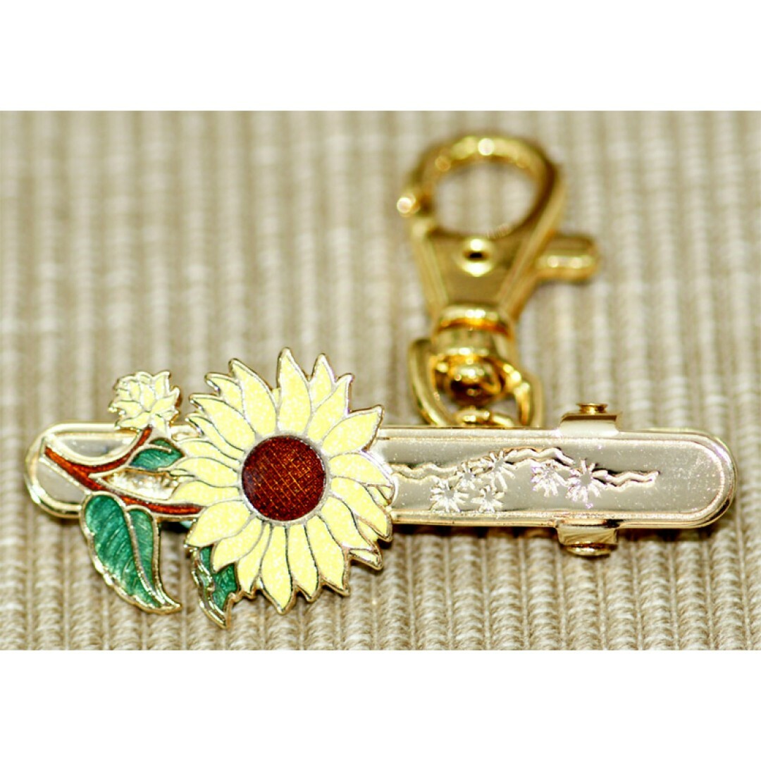 鹿港窯禮品館｜景泰藍夾式皮包鎖圈‧向日葵