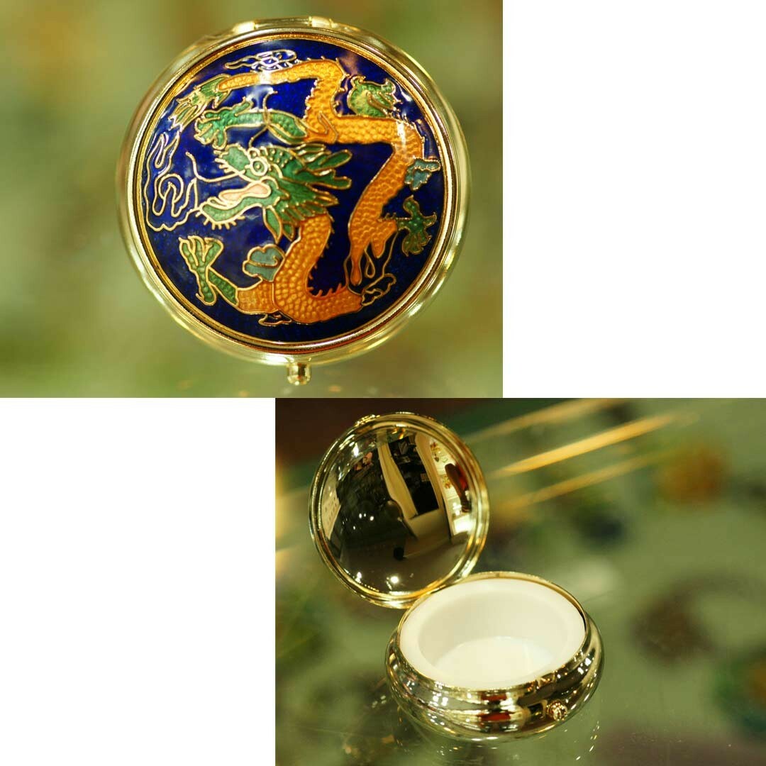 鹿港窯禮品館｜台灣紀念品景泰藍旅行用萬用盒-小圓‧祥龍