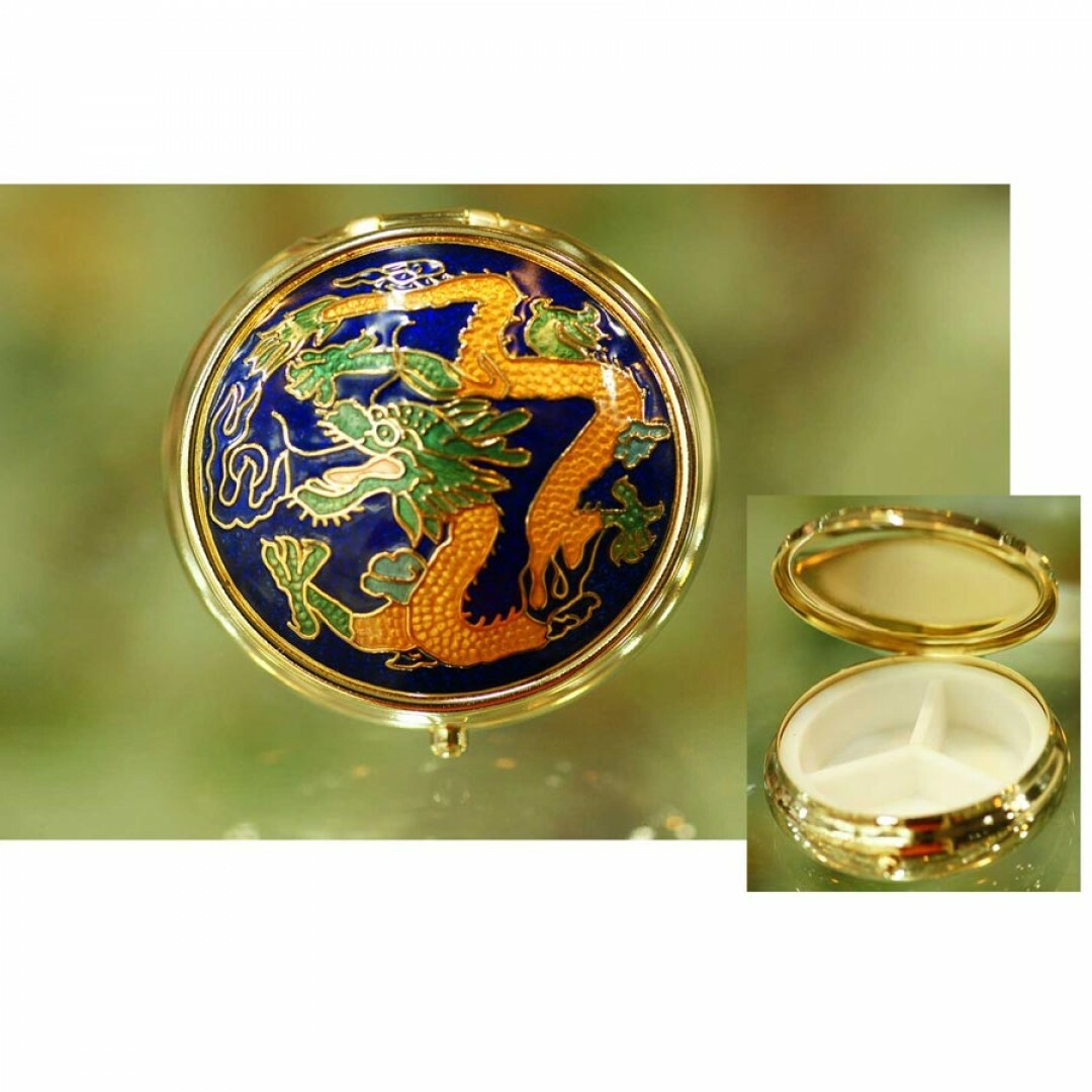 鹿港窯禮品館｜景泰藍旅行用隨身萬用盒-大圓‧祥龍