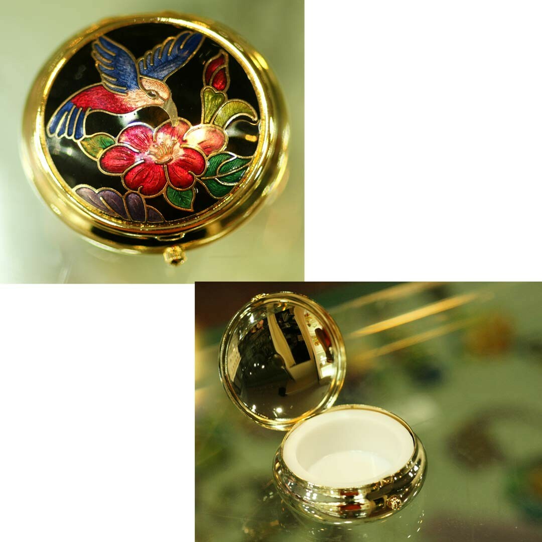 鹿港窯禮品館｜台灣紀念品>>景泰藍旅行用隨身萬用盒-大圓‧蜂鳥