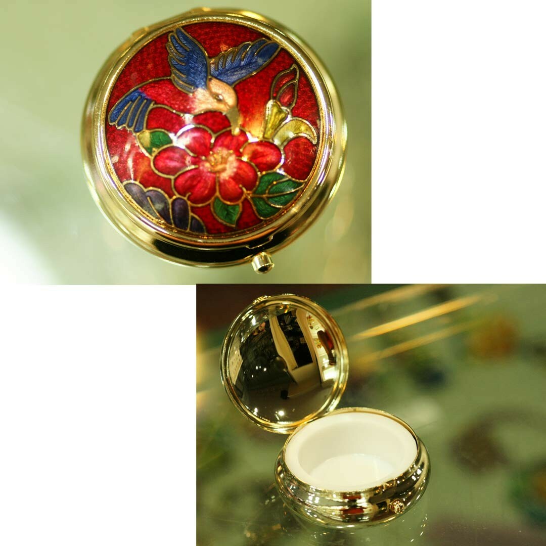 鹿港窯禮品館｜台灣紀念品 景泰藍旅行用萬用盒-小圓‧蜂鳥