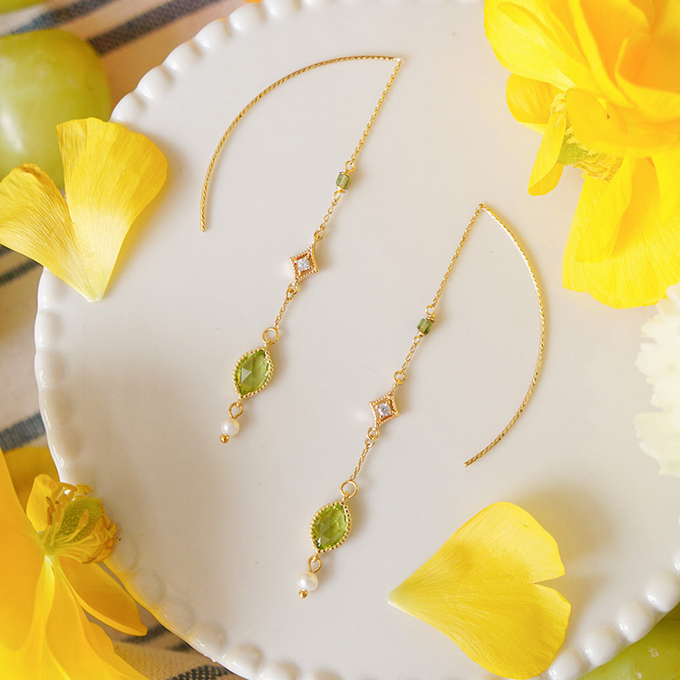 ♡彩寶鑲嵌｜公主的假日野餐  · Ariel – 橄欖石 – 耳線耳環