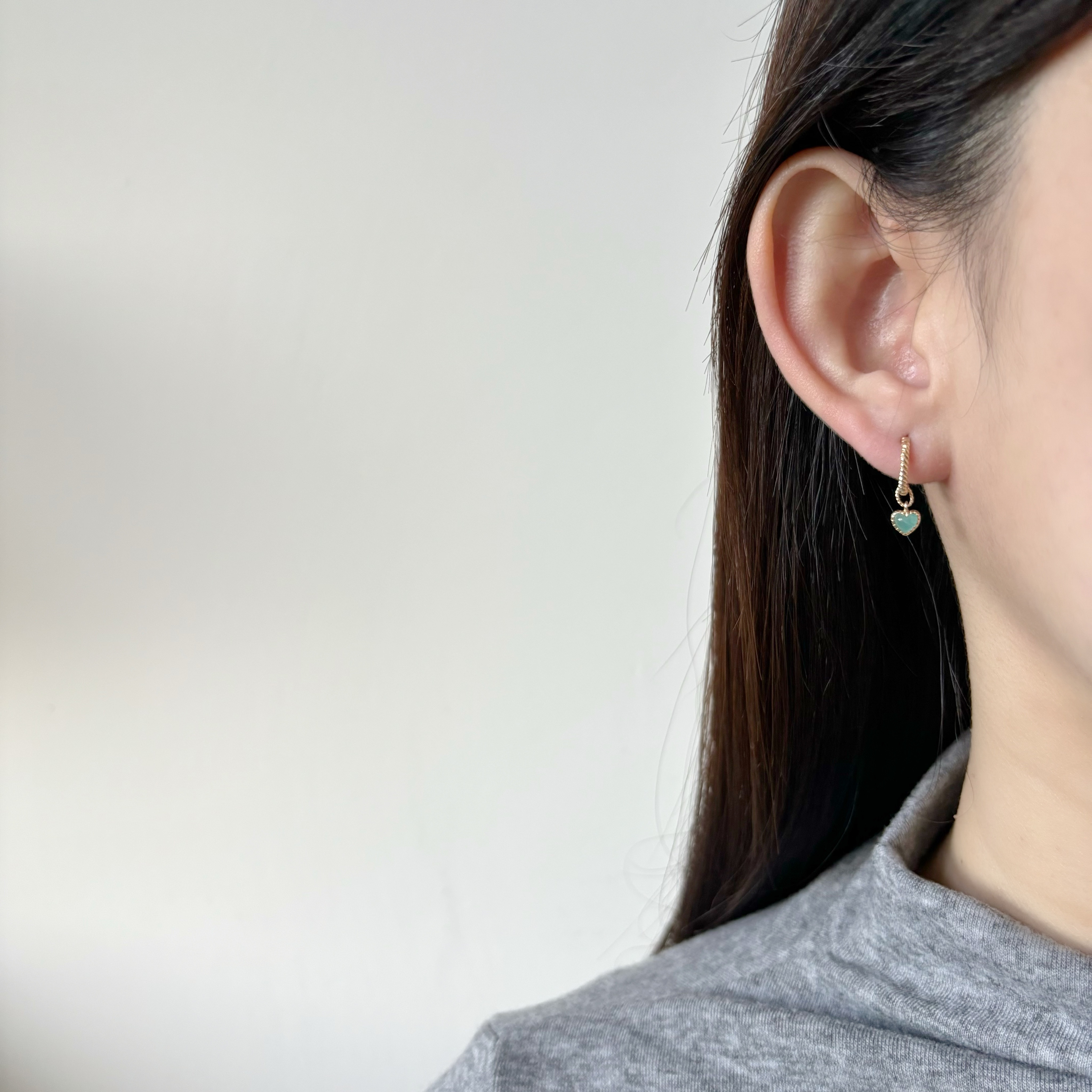 14k QQ heart天河石耳墜