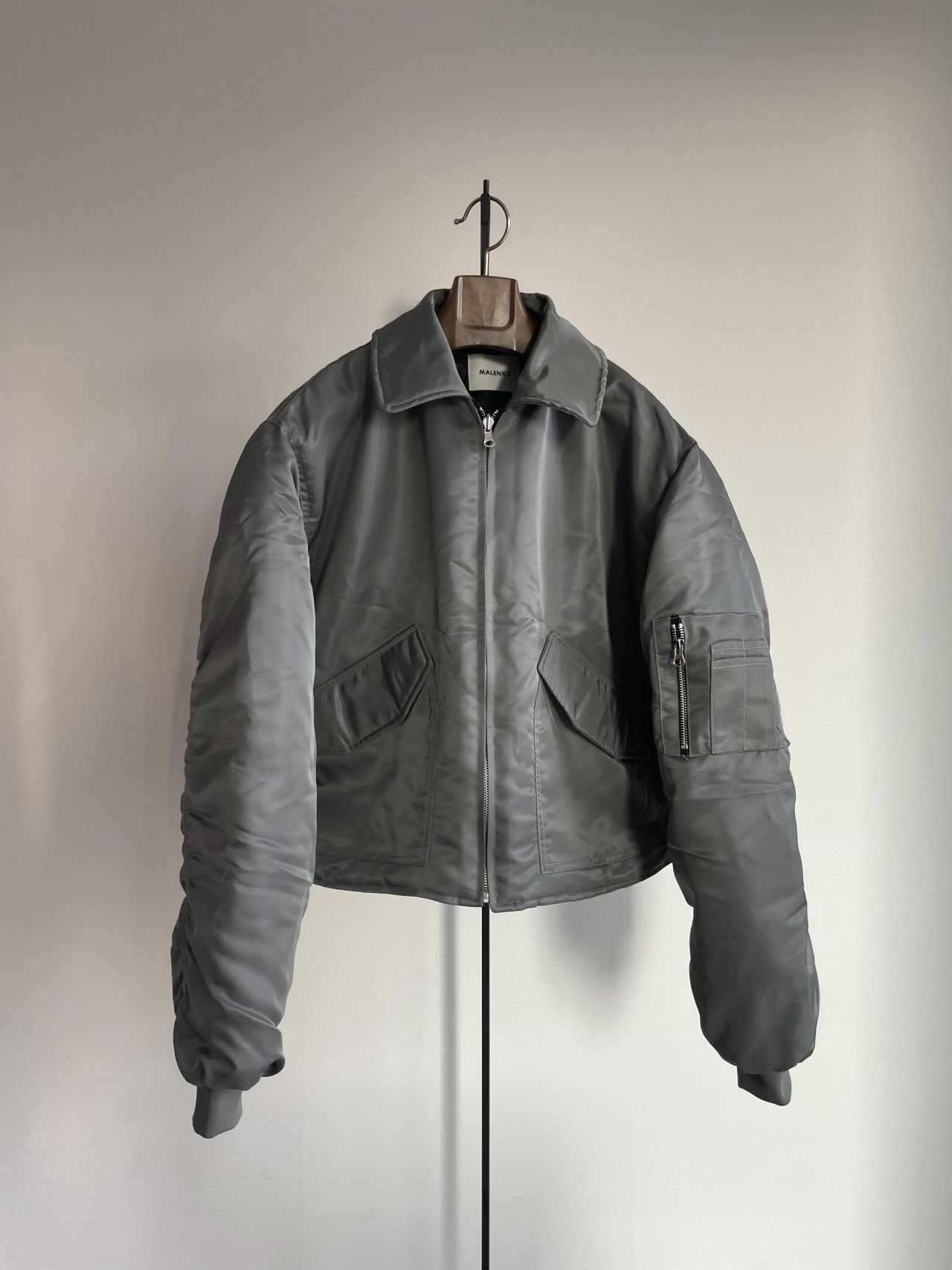 淨色反領短身拉鍊外套(雙面) MALENKII-040JK