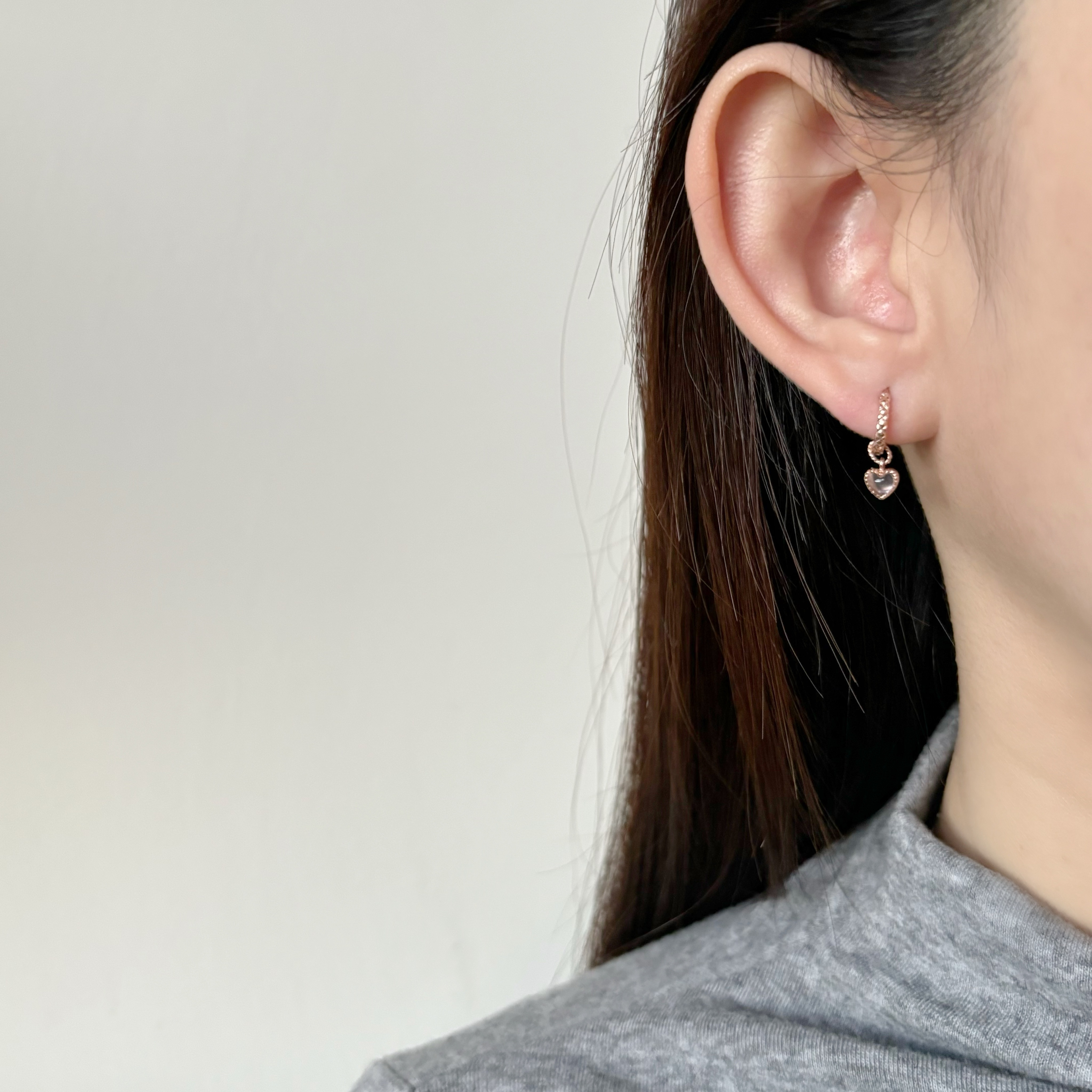 14k QQ heart粉晶耳墜