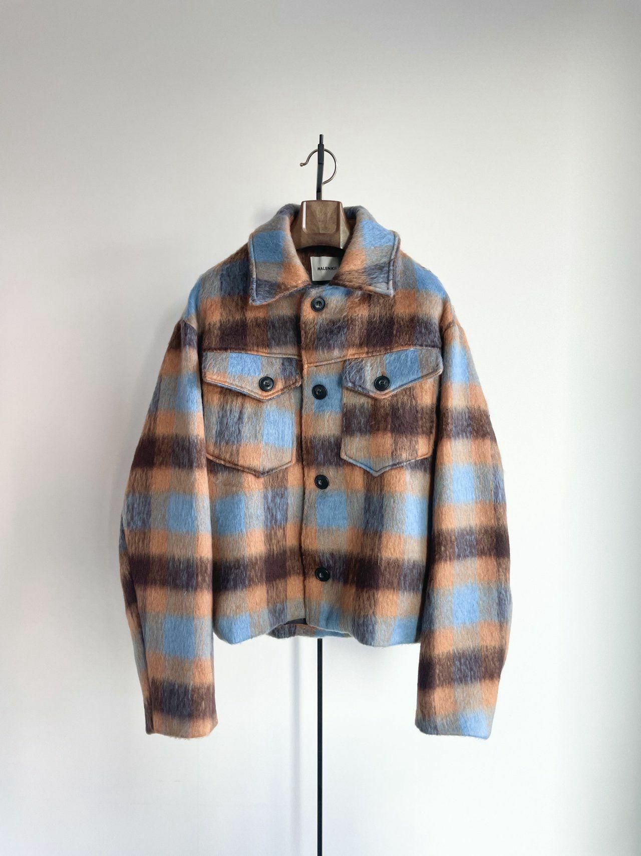 格仔短身長袖恤衫 MALENKII-041JK