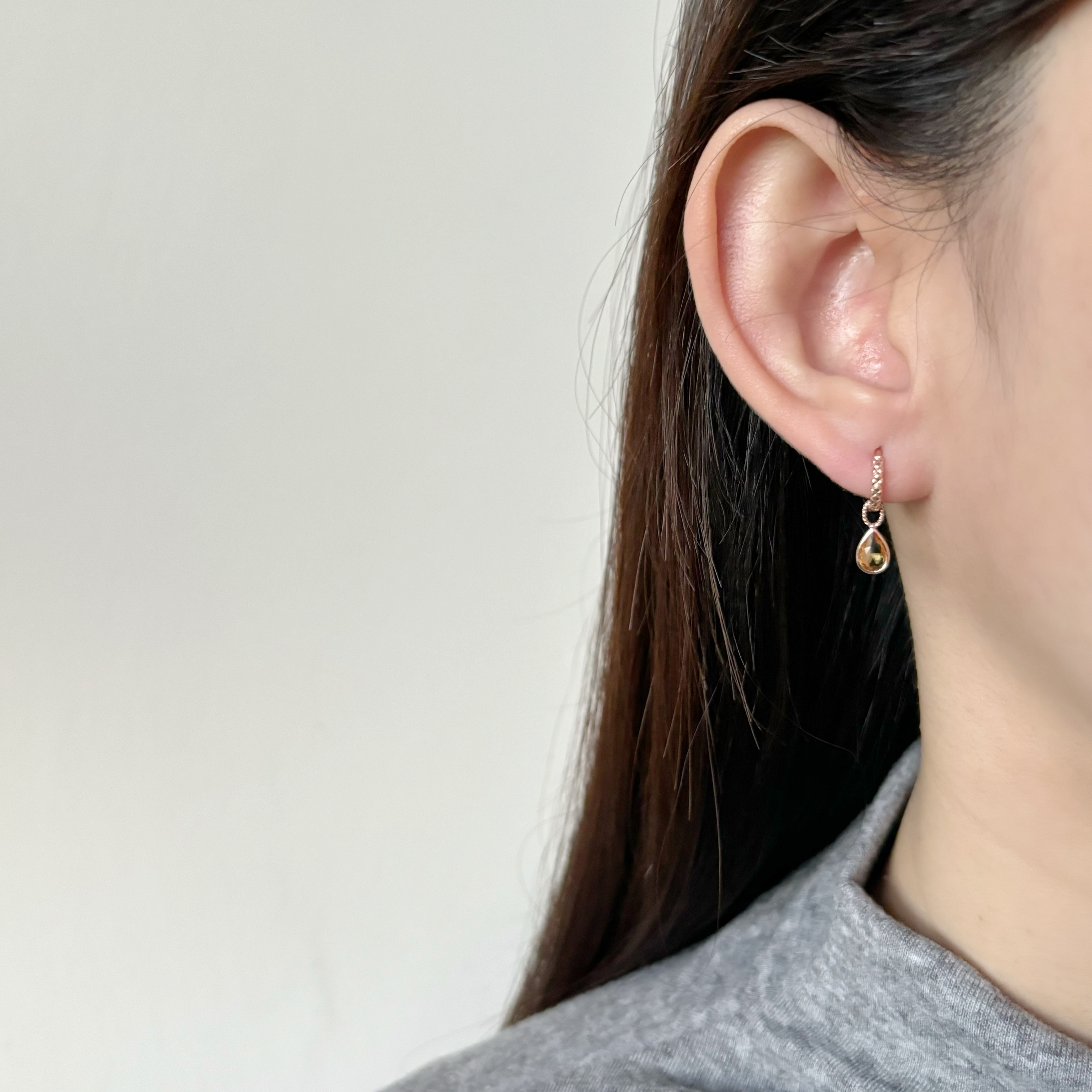 14k簡約水滴黃水晶耳墜