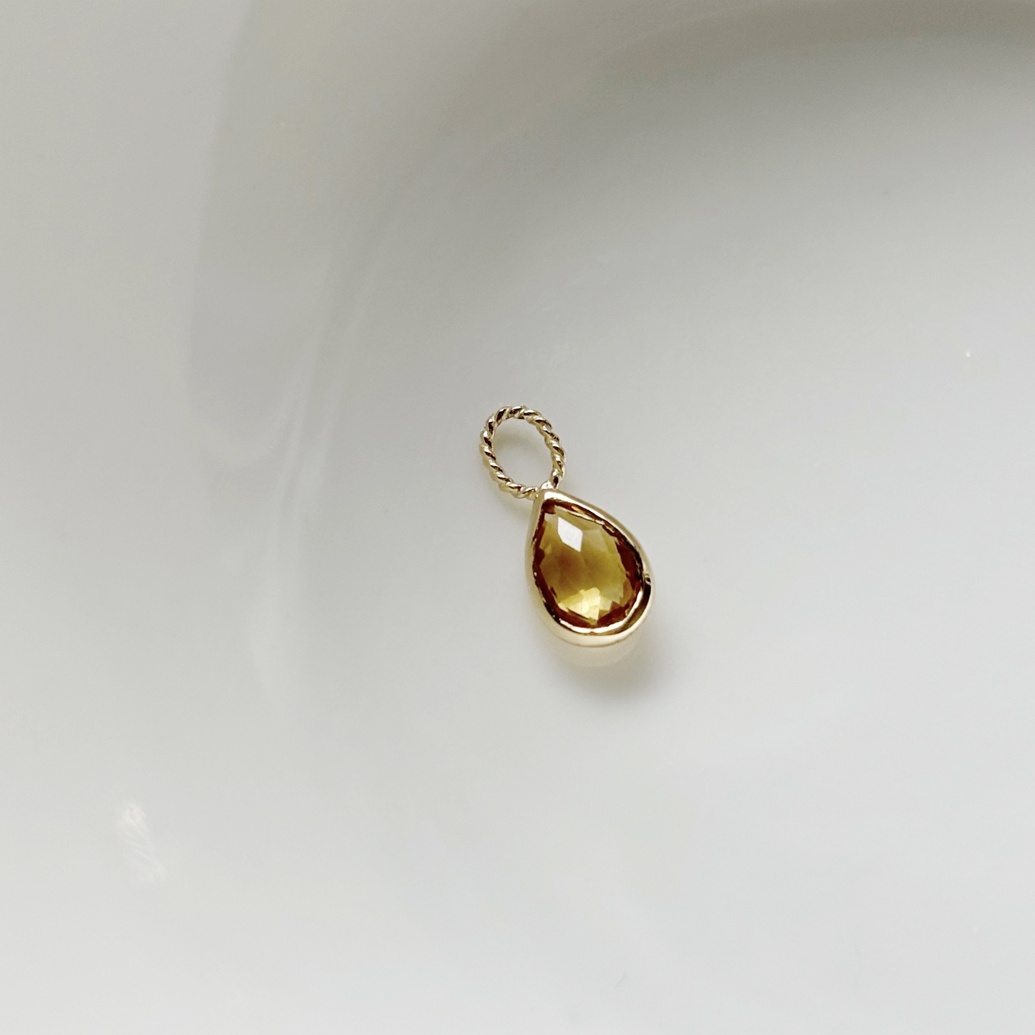 14k簡約水滴黃水晶耳墜