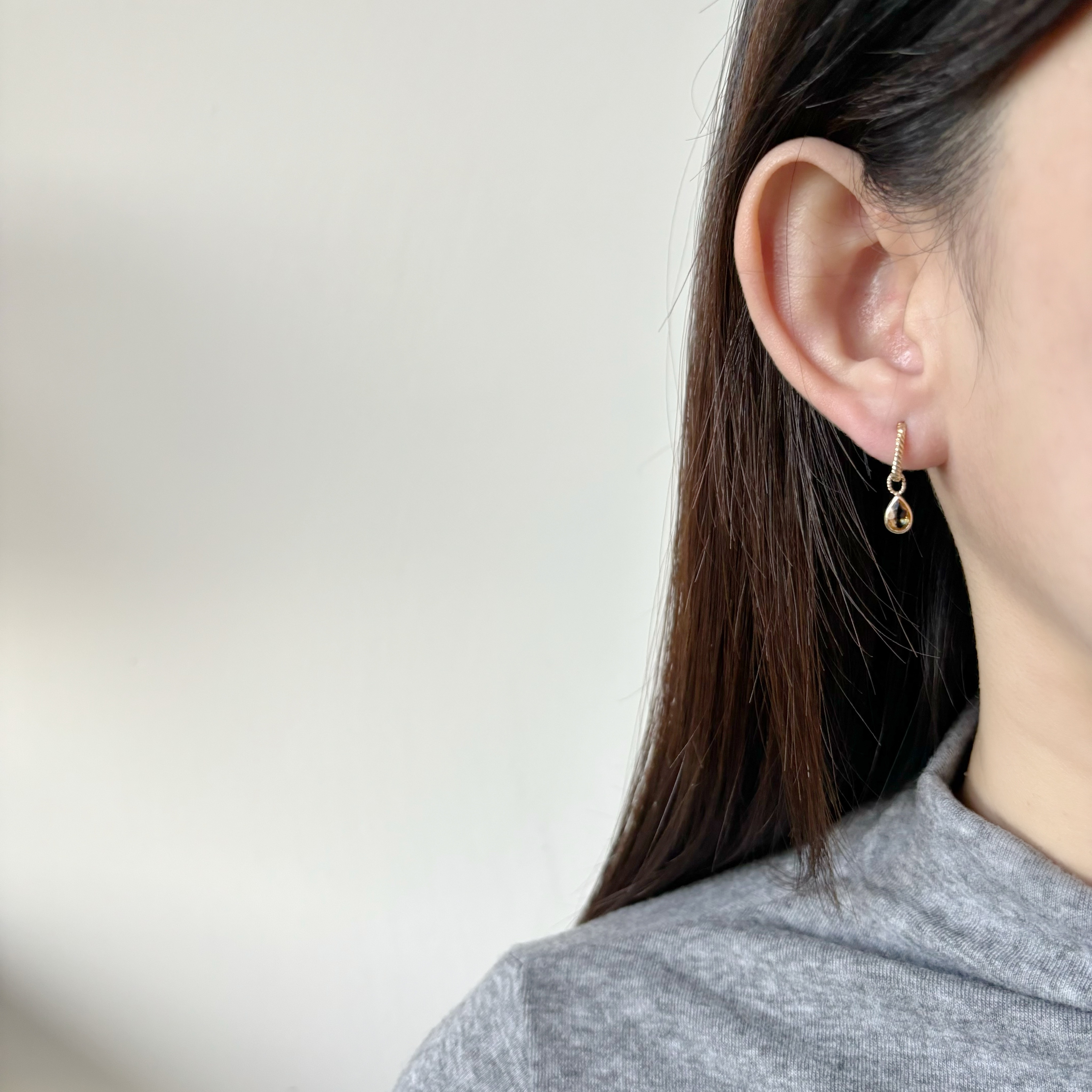 14k簡約水滴黃水晶耳墜