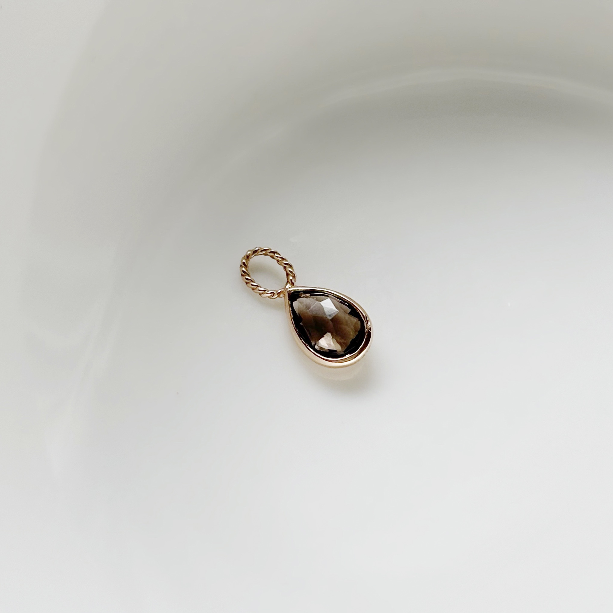 14k簡約水滴茶晶耳墜