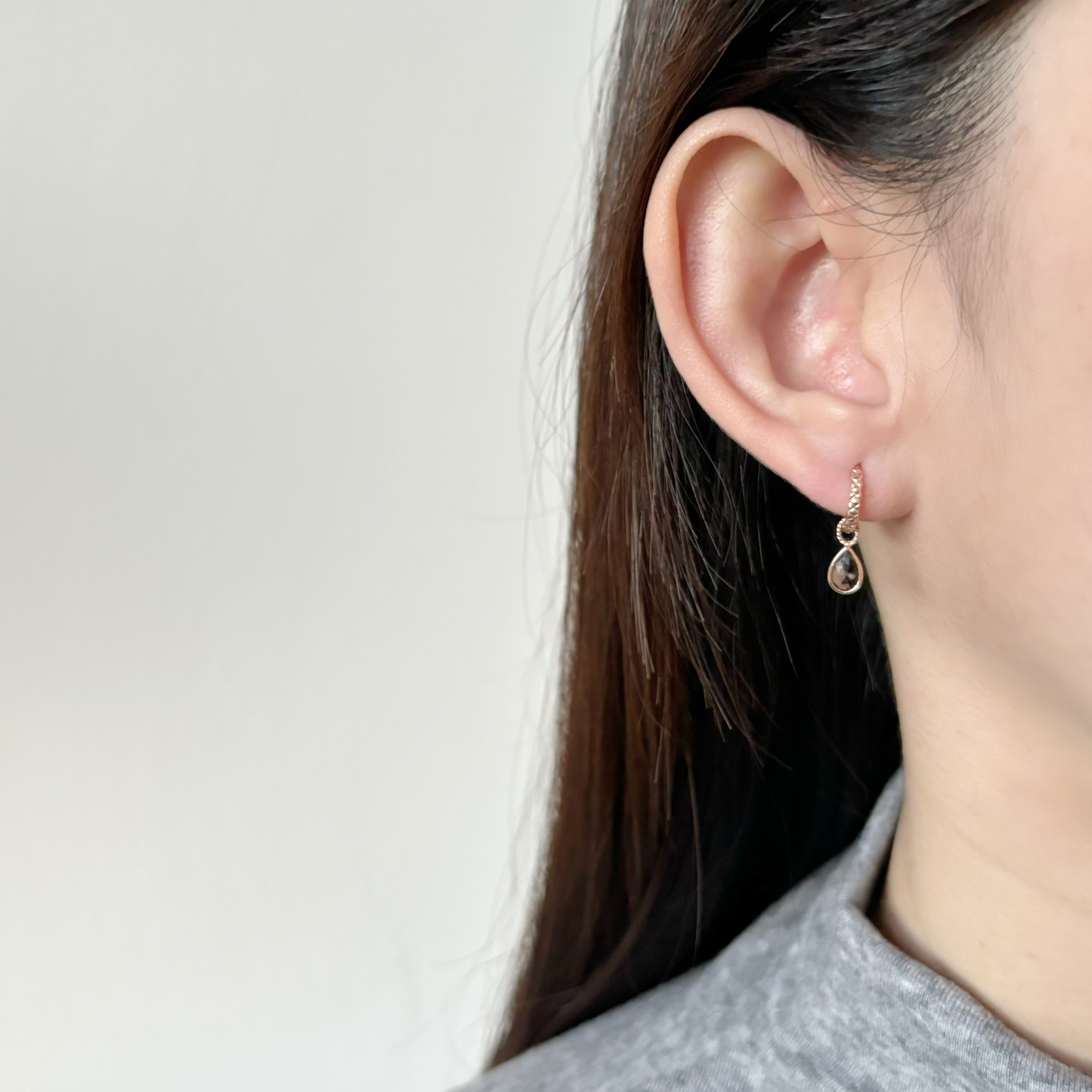 14k簡約水滴茶晶耳墜