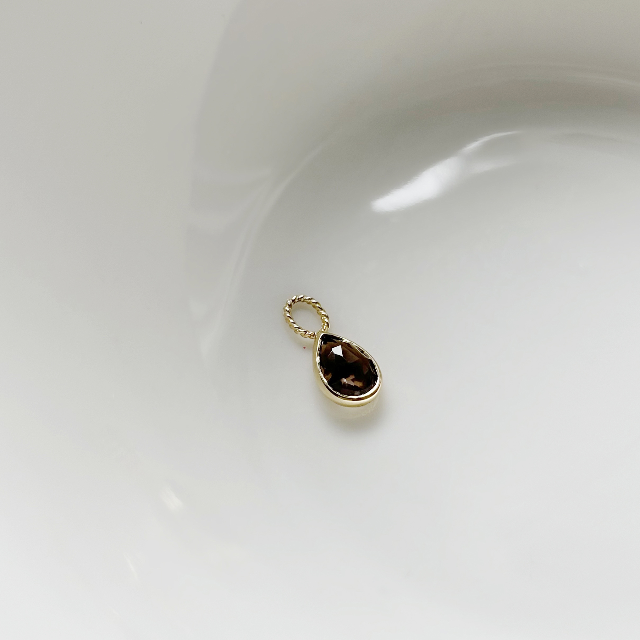 14k簡約水滴茶晶耳墜