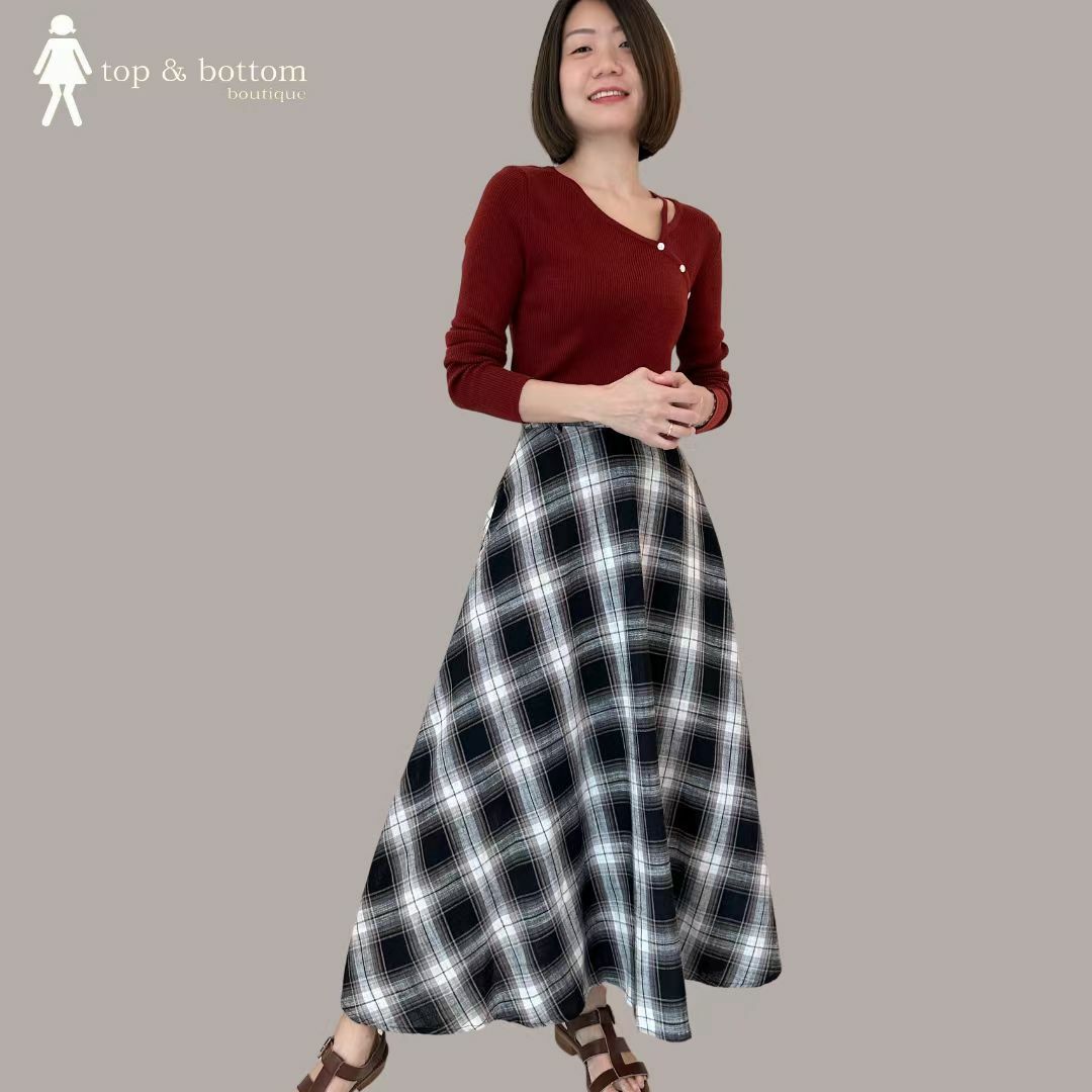 CHECKED LONG SKIRT