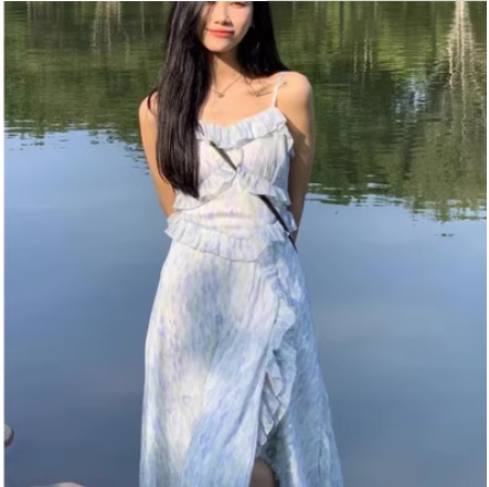 Ruffled suspender skirt