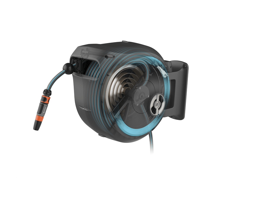 "GARDENA" 德國25m-4分挂墻式自動回捲喉架套裝M/L(1套/盒)-[18620]