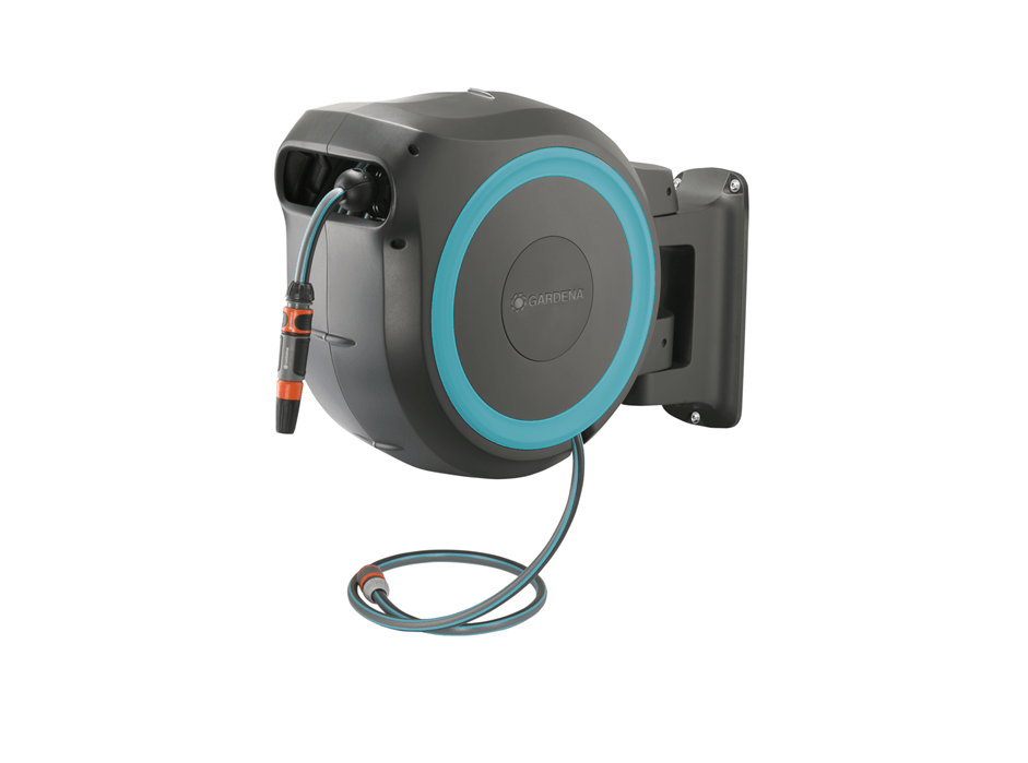 "GARDENA" 德國25m-4分挂墻式自動回捲喉架套裝M/L(1套/盒)-[18620]