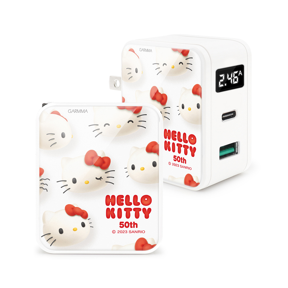 Hello Kitty Type-C & USB PD快充雙孔充電器 50週年 白