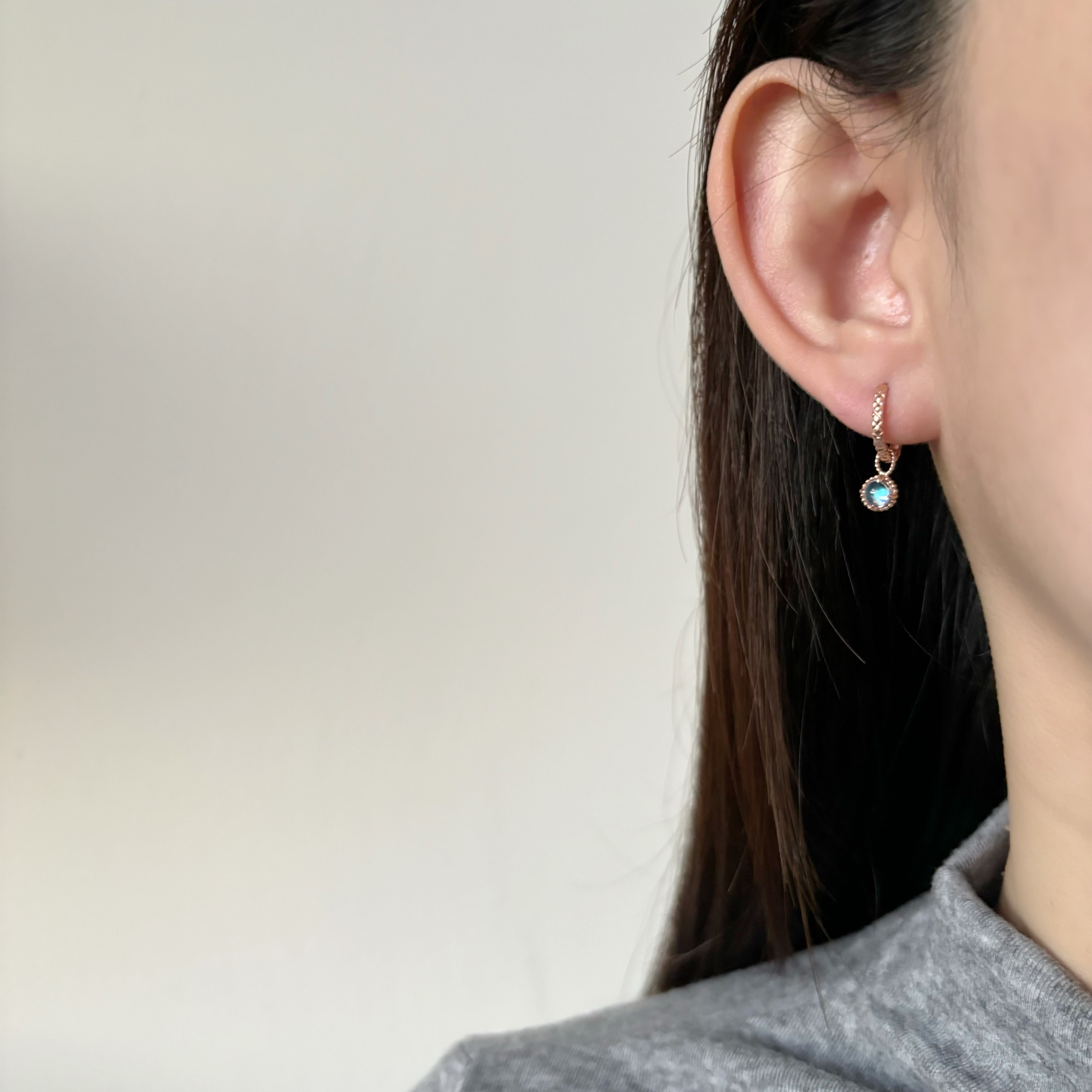 14k杯子蛋糕月光石耳墜