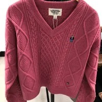 [S] WHO.A.U STEVE V-NECK CROP TWIST PULLOVER NC SINGURO,PINK, WHKAD4V11F-PINK (SWAU240)
