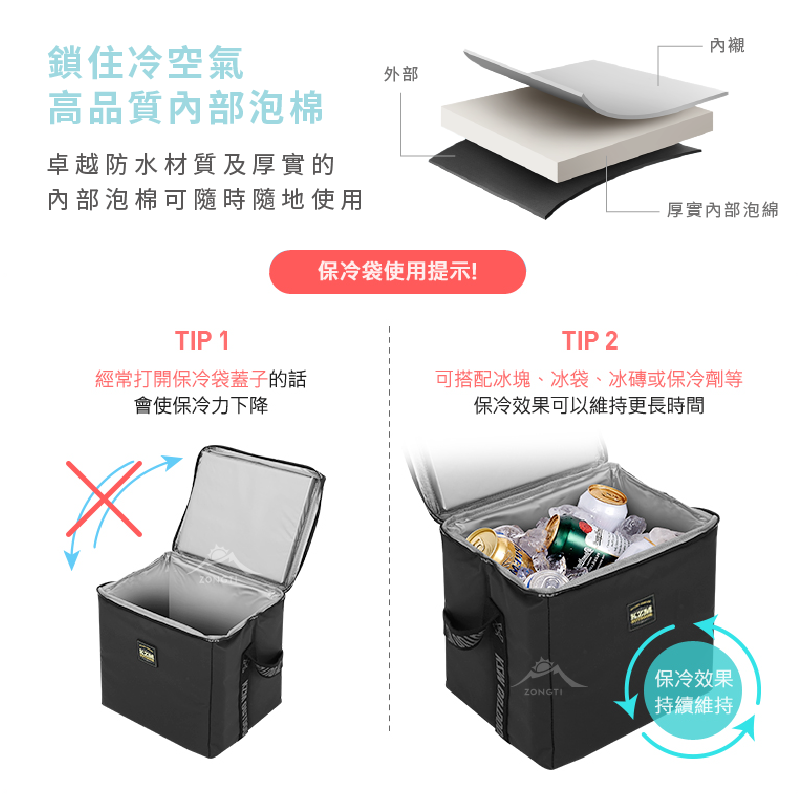 【KZM】素面個性保冷袋15L K20T3K007 G-C1-2