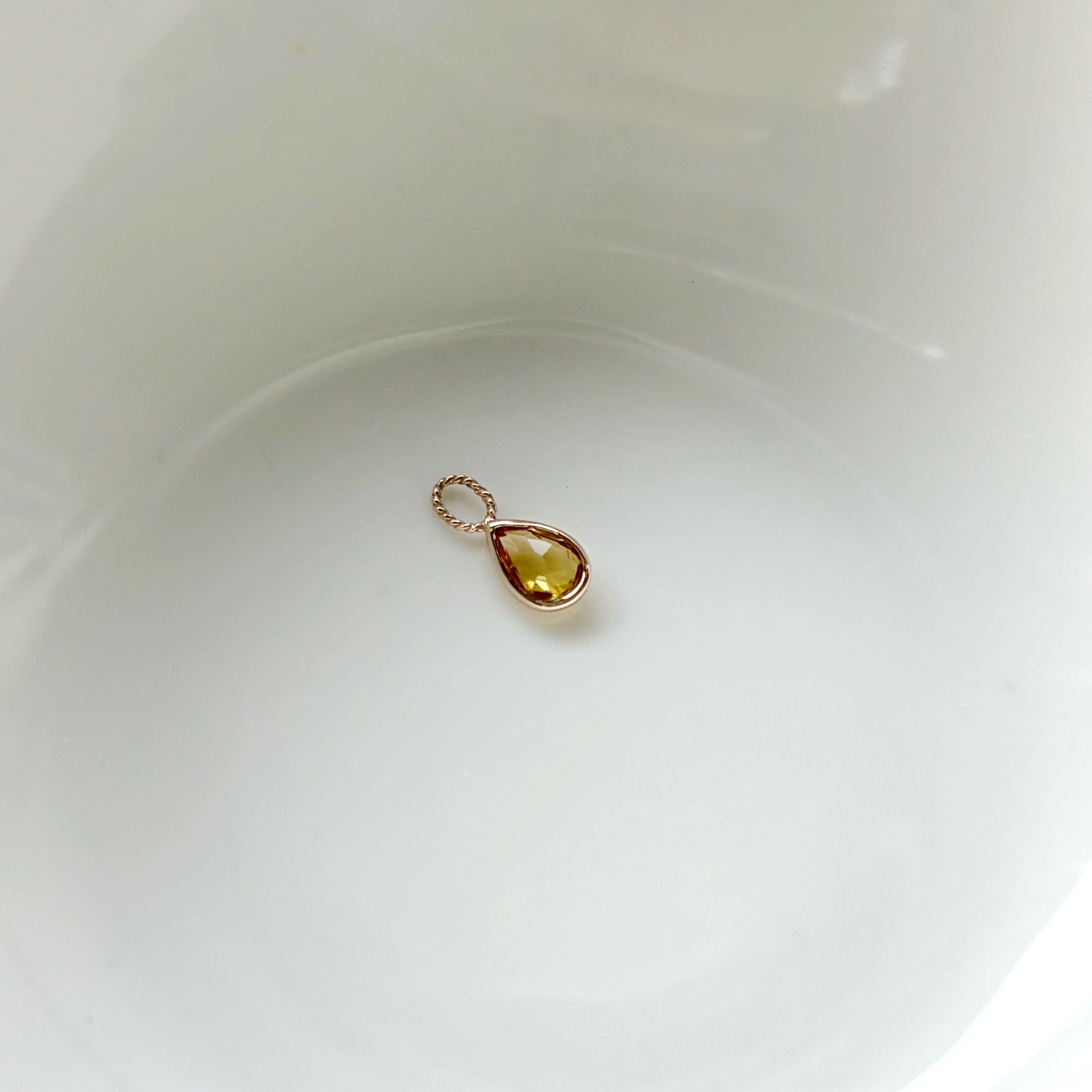 14k簡約水滴黃水晶耳墜